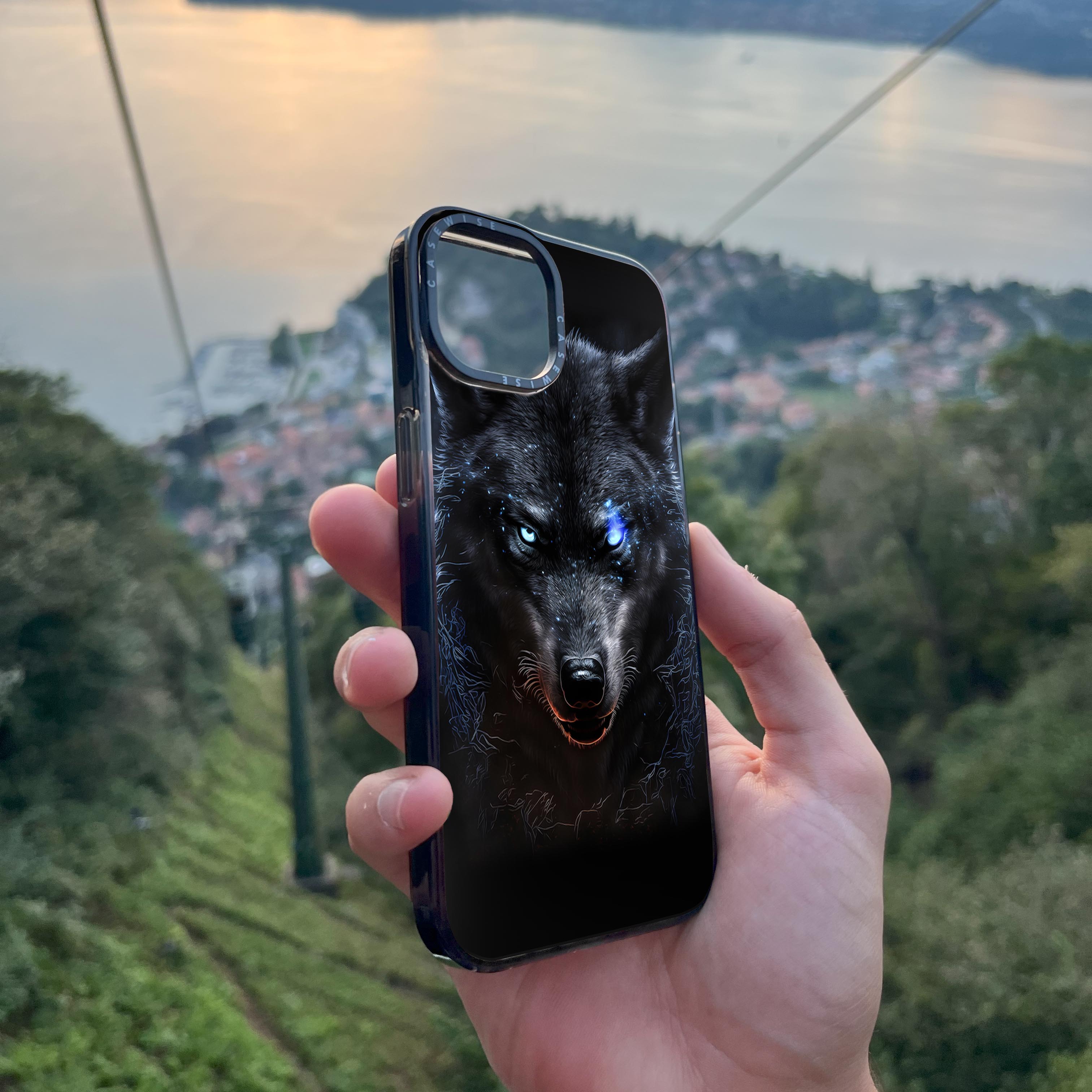 black angry Wolf blue eyes - Etui
