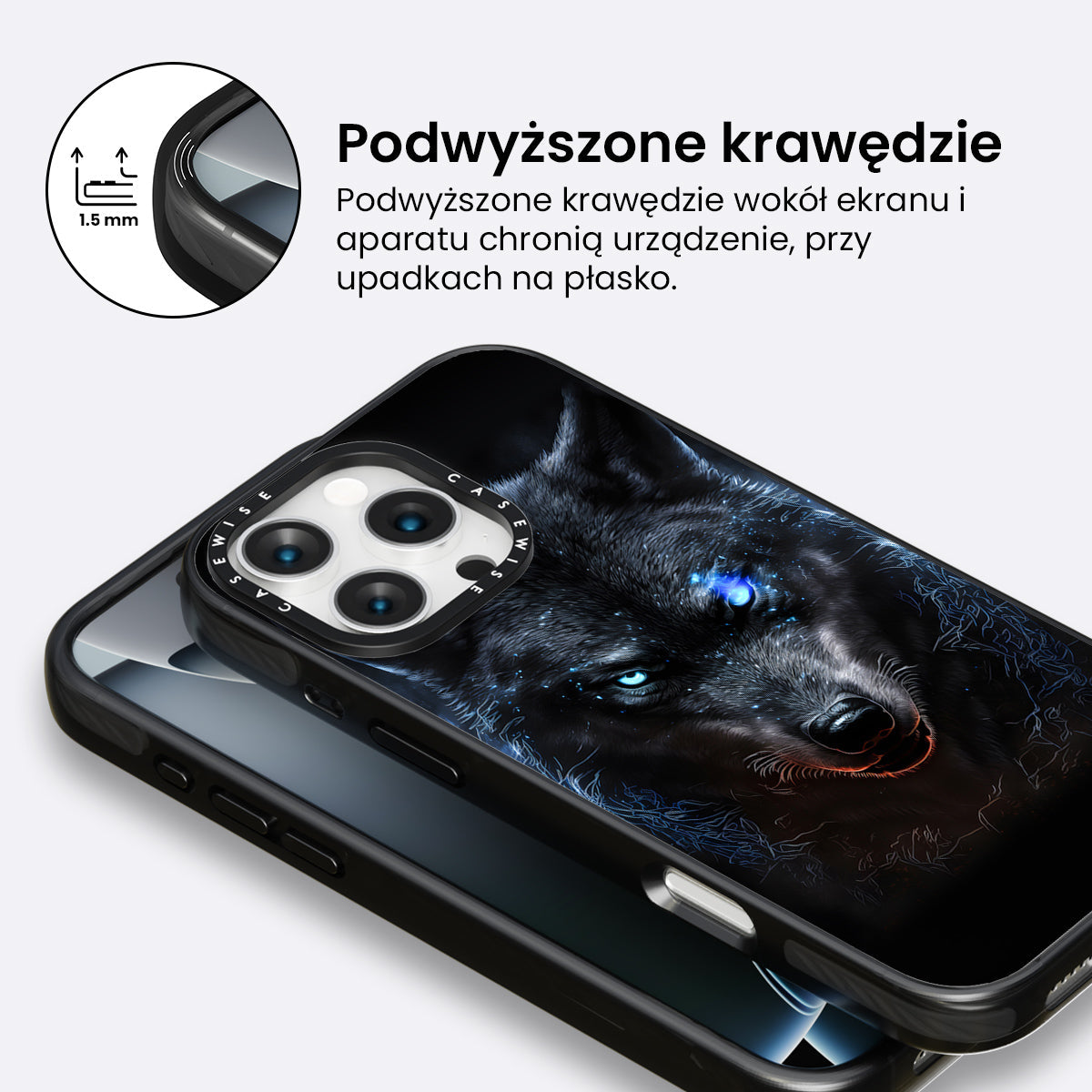black angry Wolf blue eyes - Etui