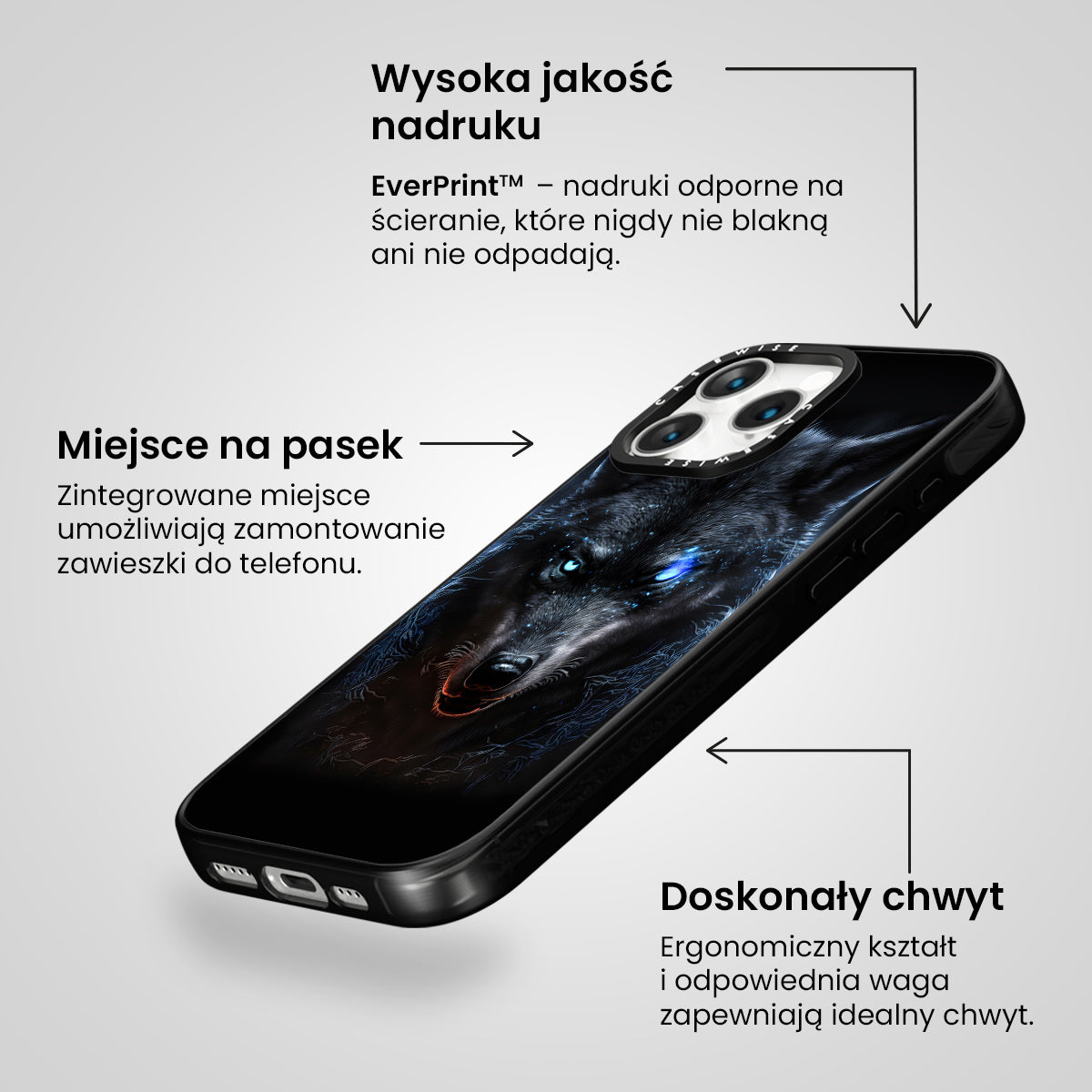 black angry Wolf blue eyes - Etui