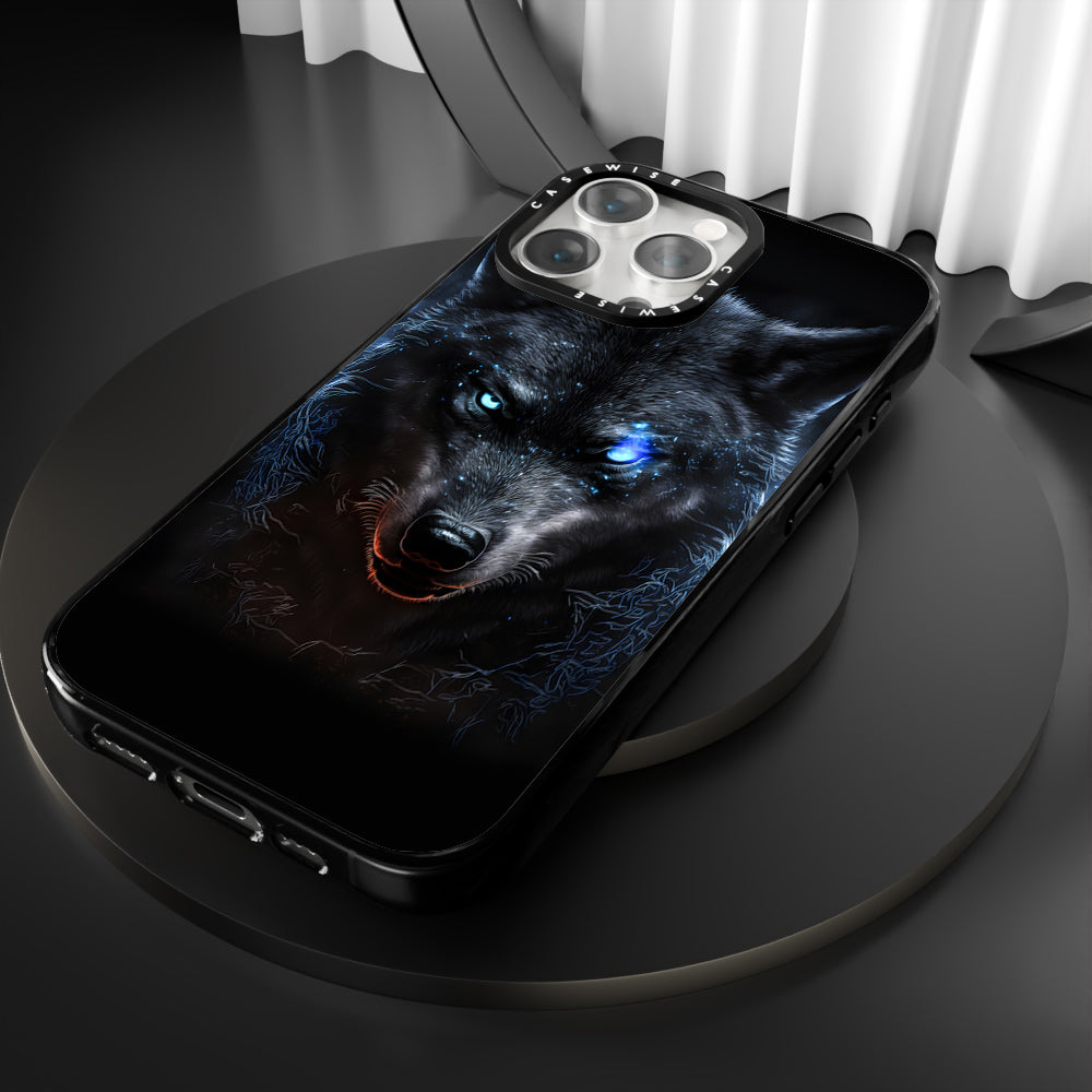 black angry Wolf blue eyes - Etui