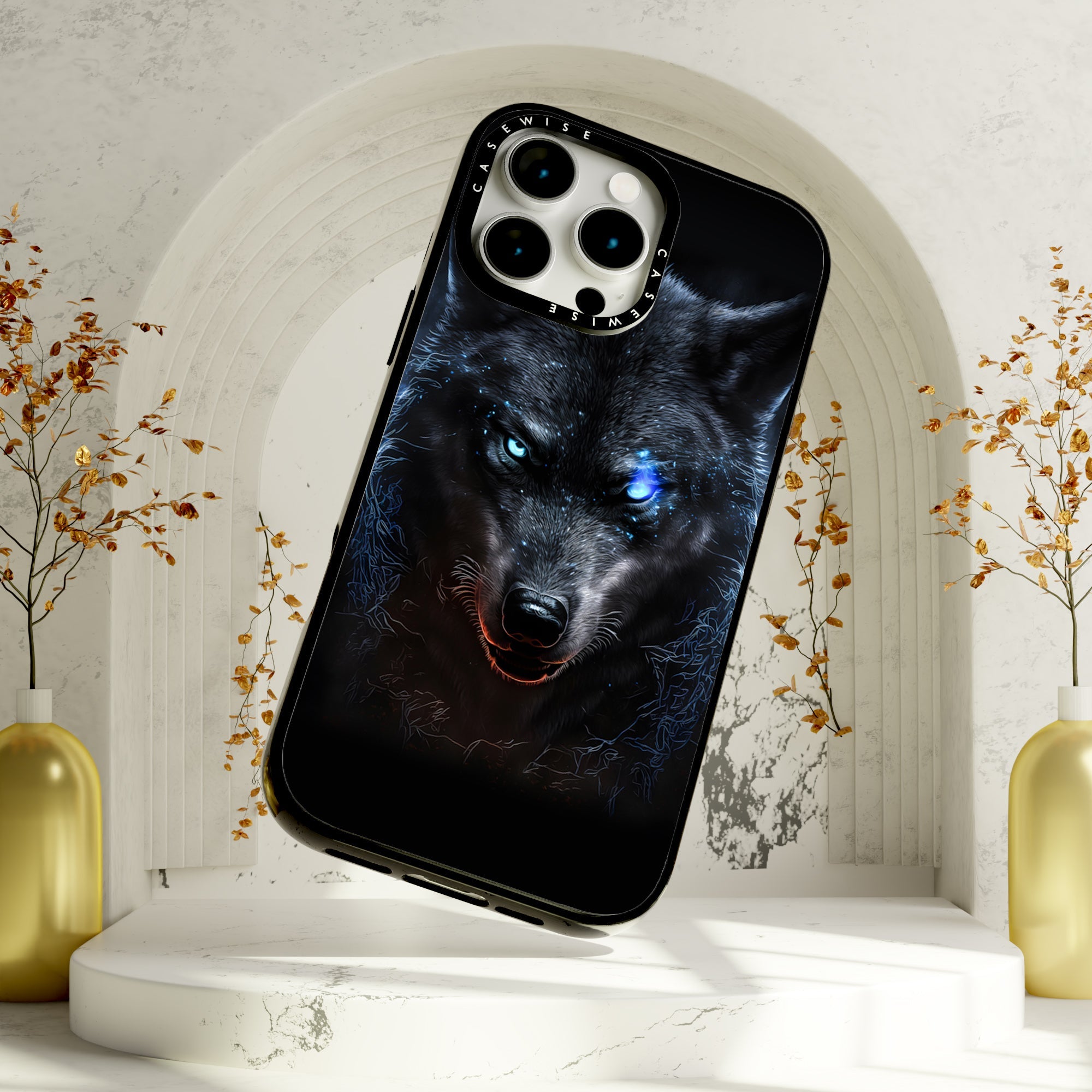 black angry Wolf blue eyes - Etui