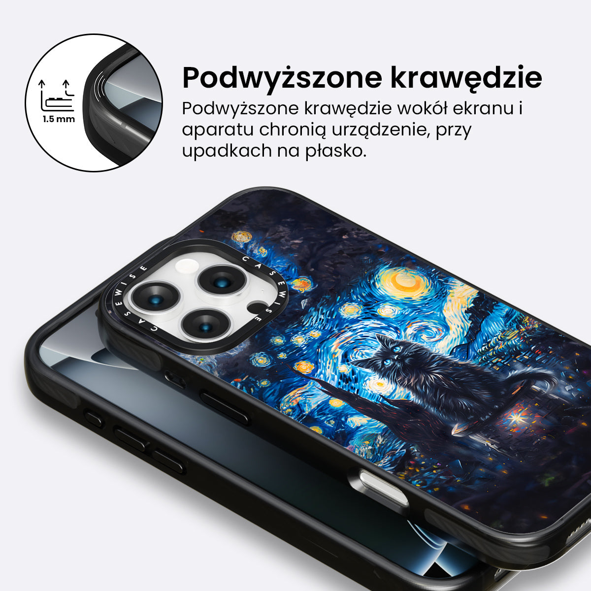 Black Starry Night Cat - Etui