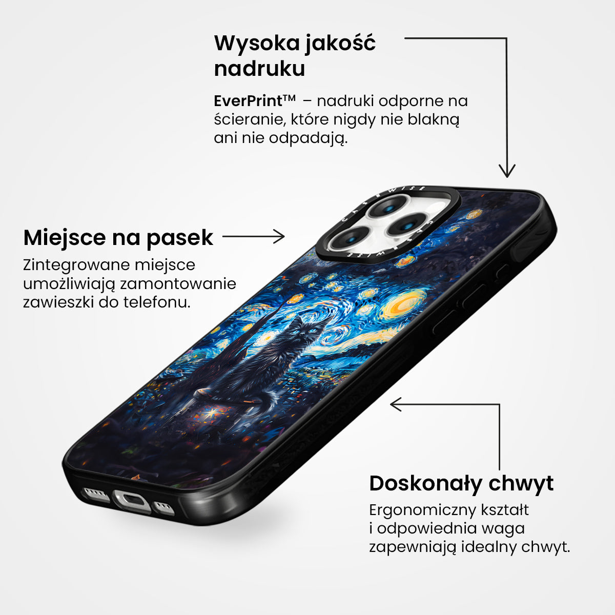 Black Starry Night Cat - Etui