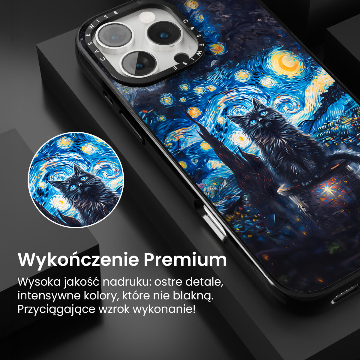 Black Starry Night Cat - Etui