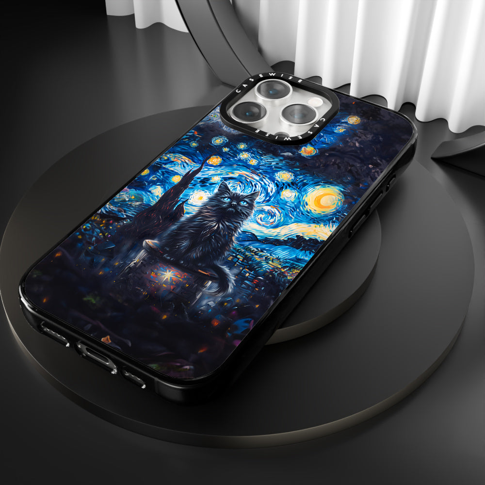 Black Starry Night Cat - Etui