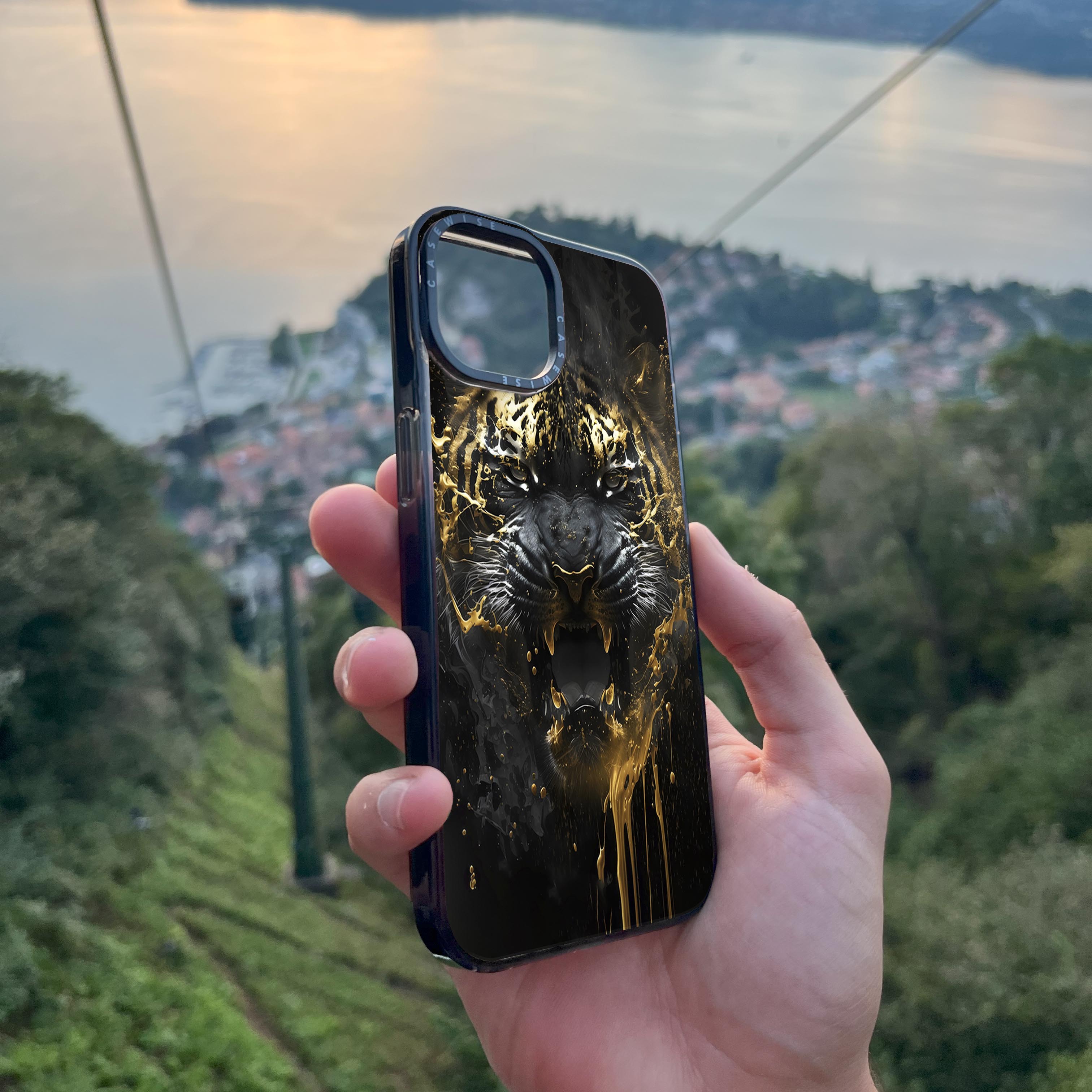 black golden tiger - Etui