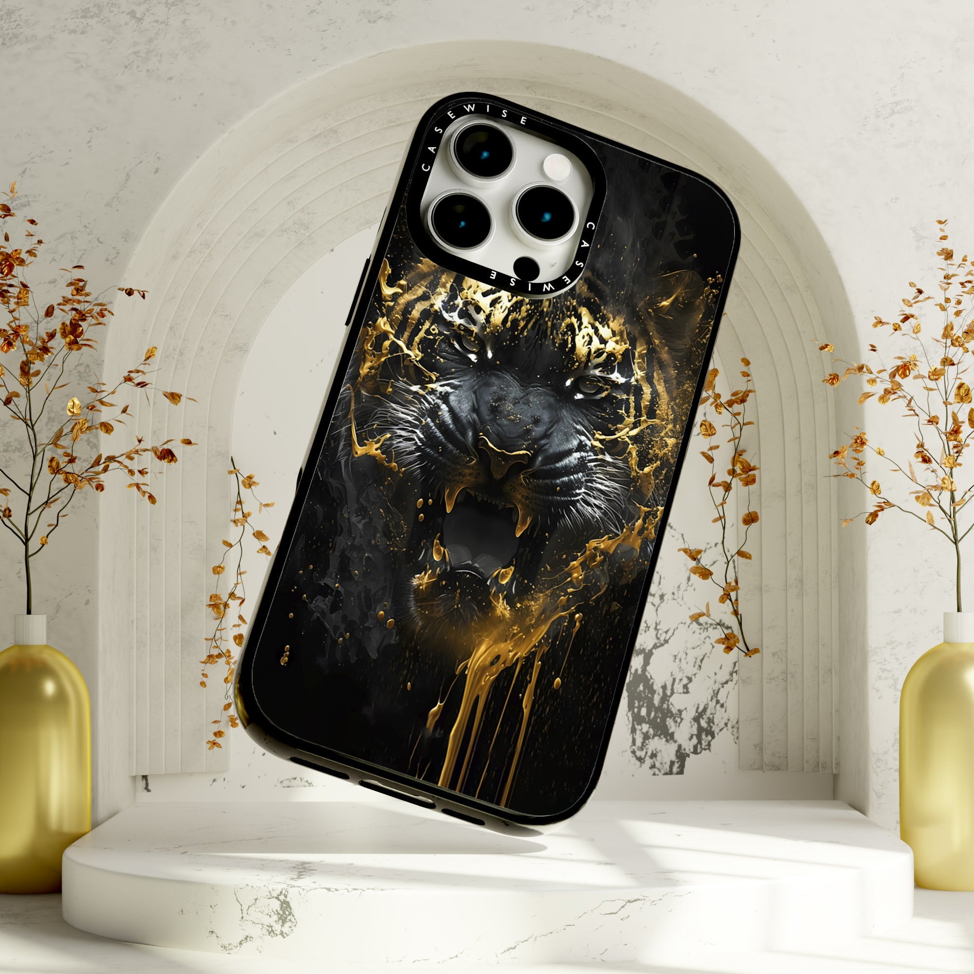 black golden tiger - Etui