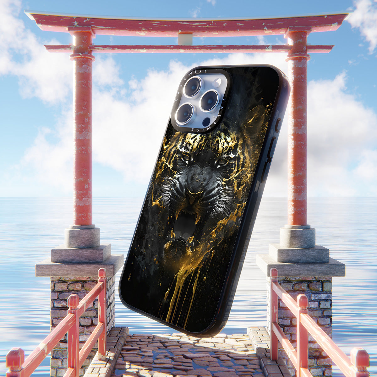 black golden tiger - Etui