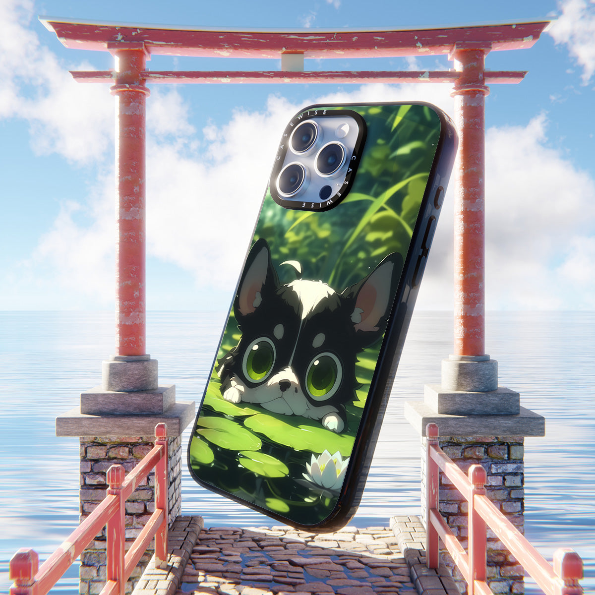 Cute Dog on Sea Rose - Etui