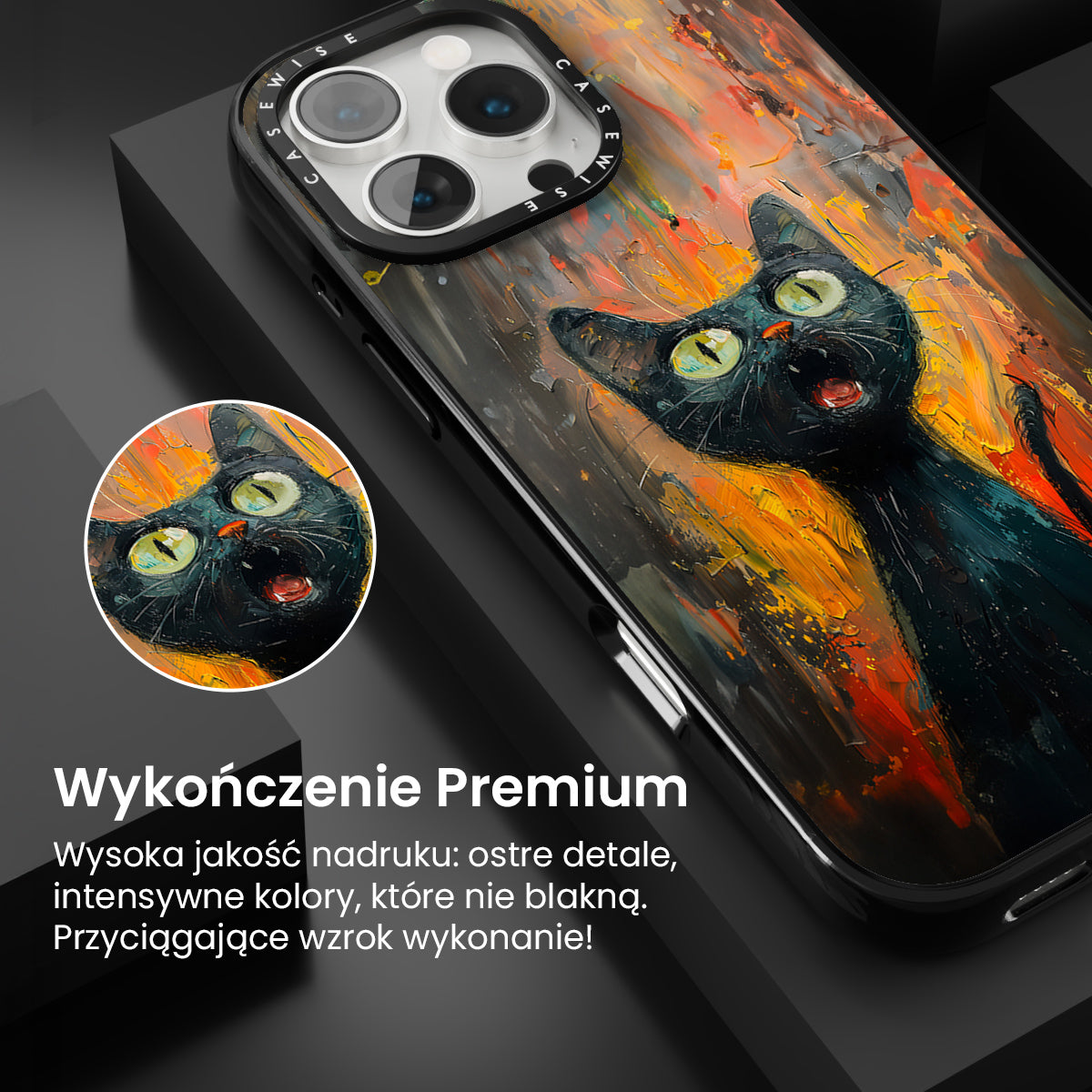 Black Screaming Cat - Etui