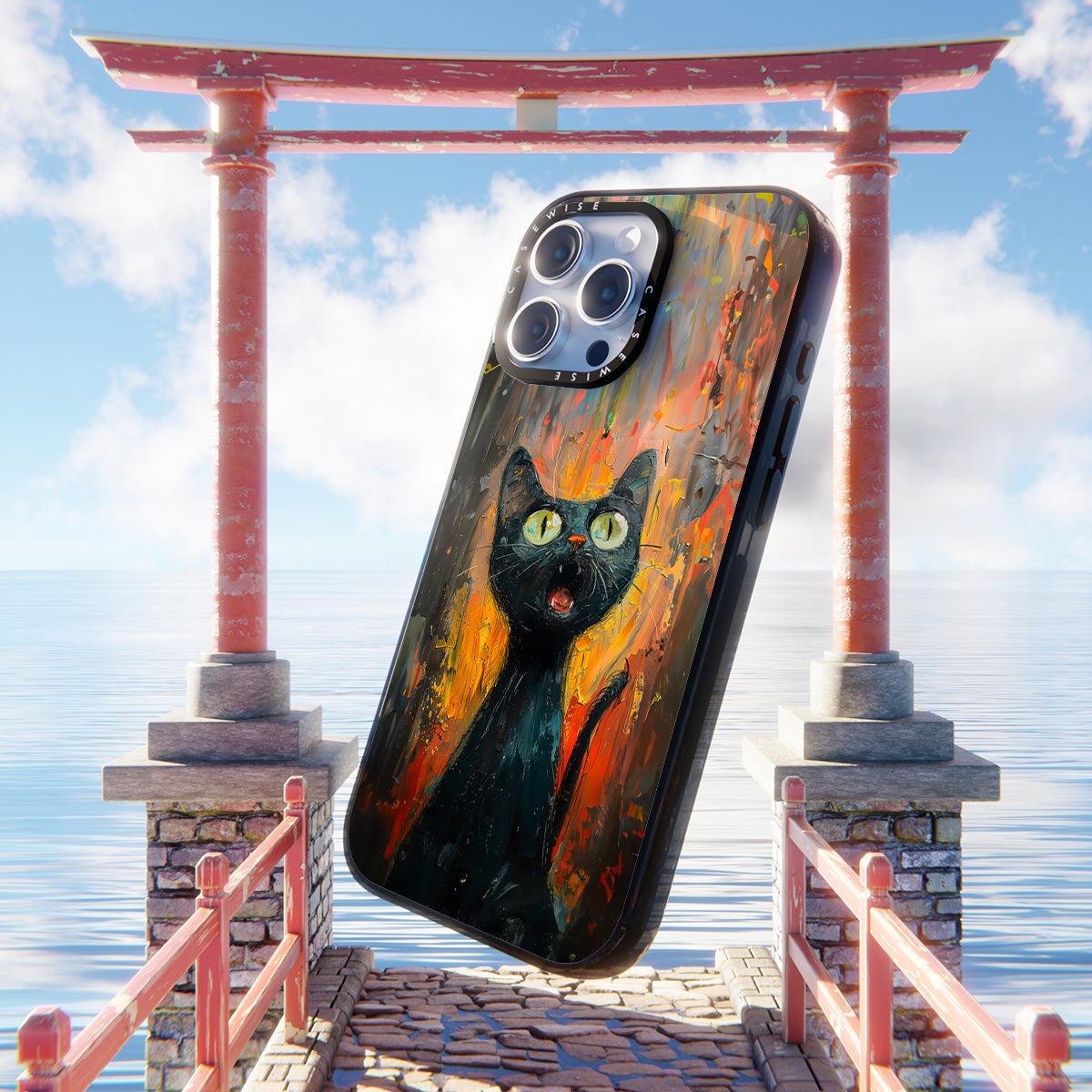 Black Screaming Cat - Etui