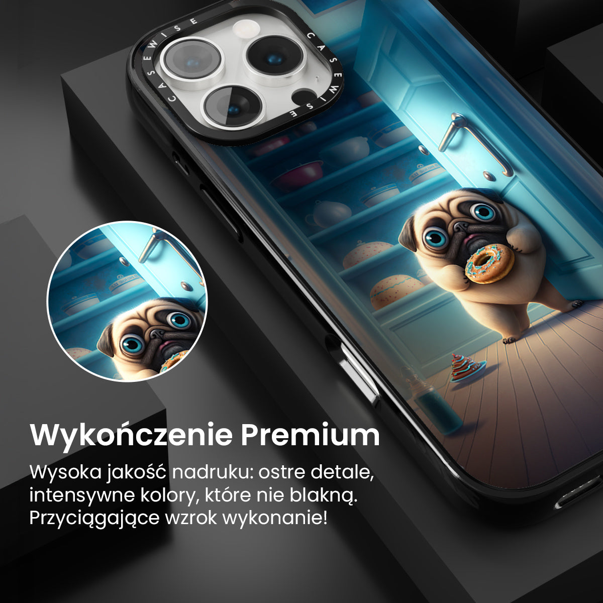 Pug stealing Donuts - Etui