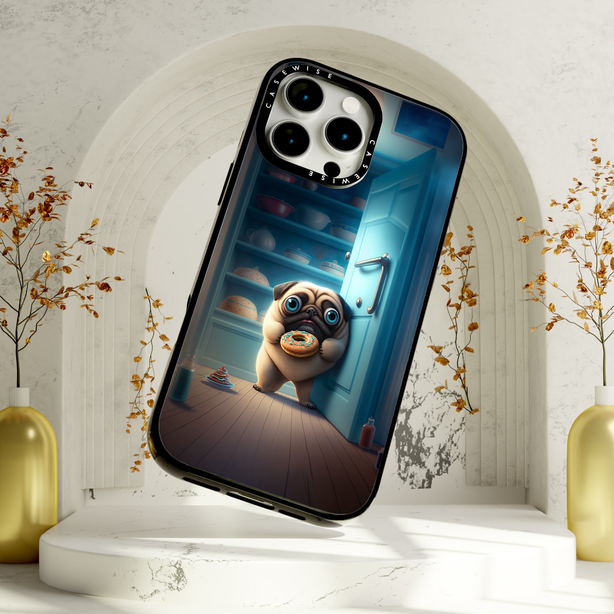 Pug stealing Donuts - Etui