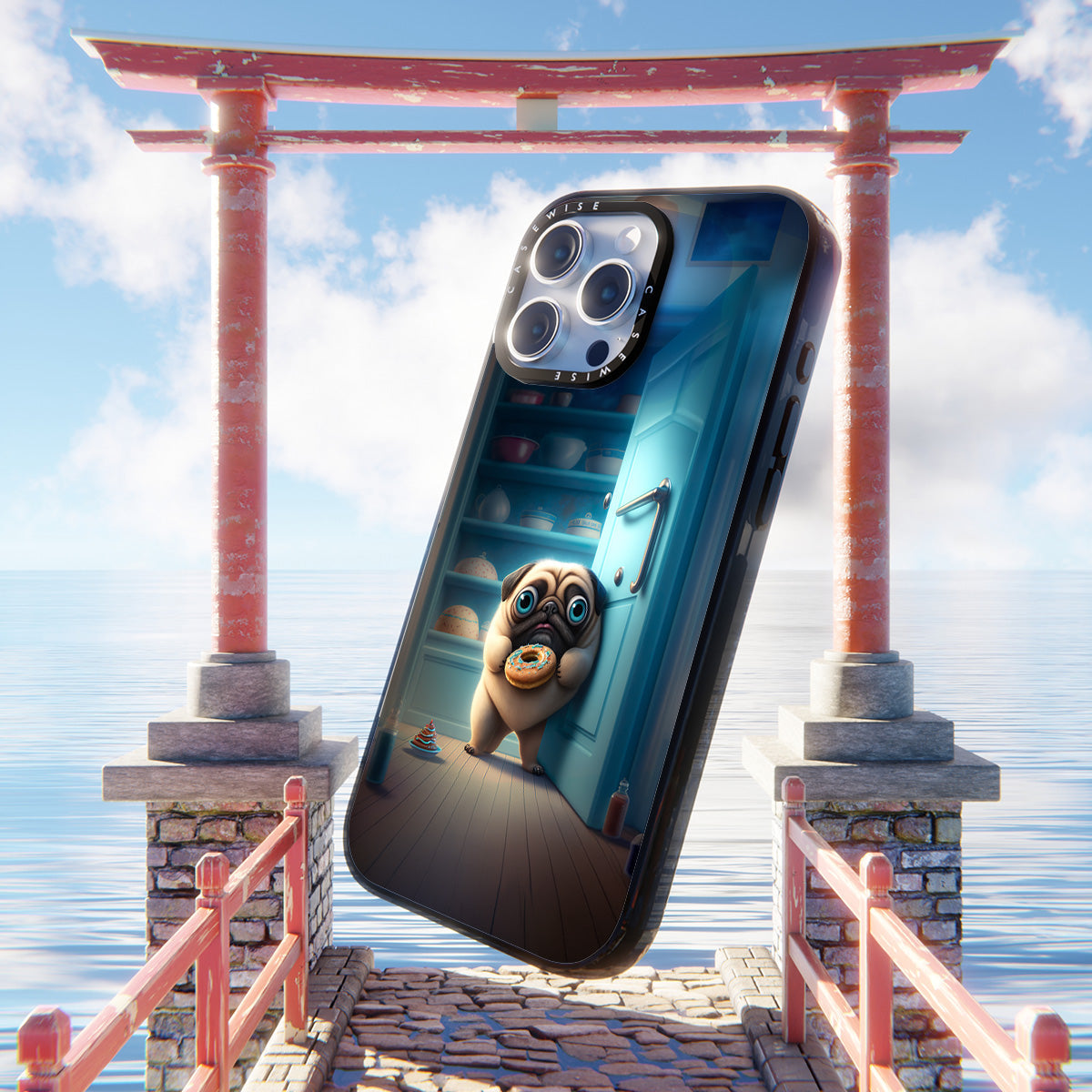 Pug stealing Donuts - Etui