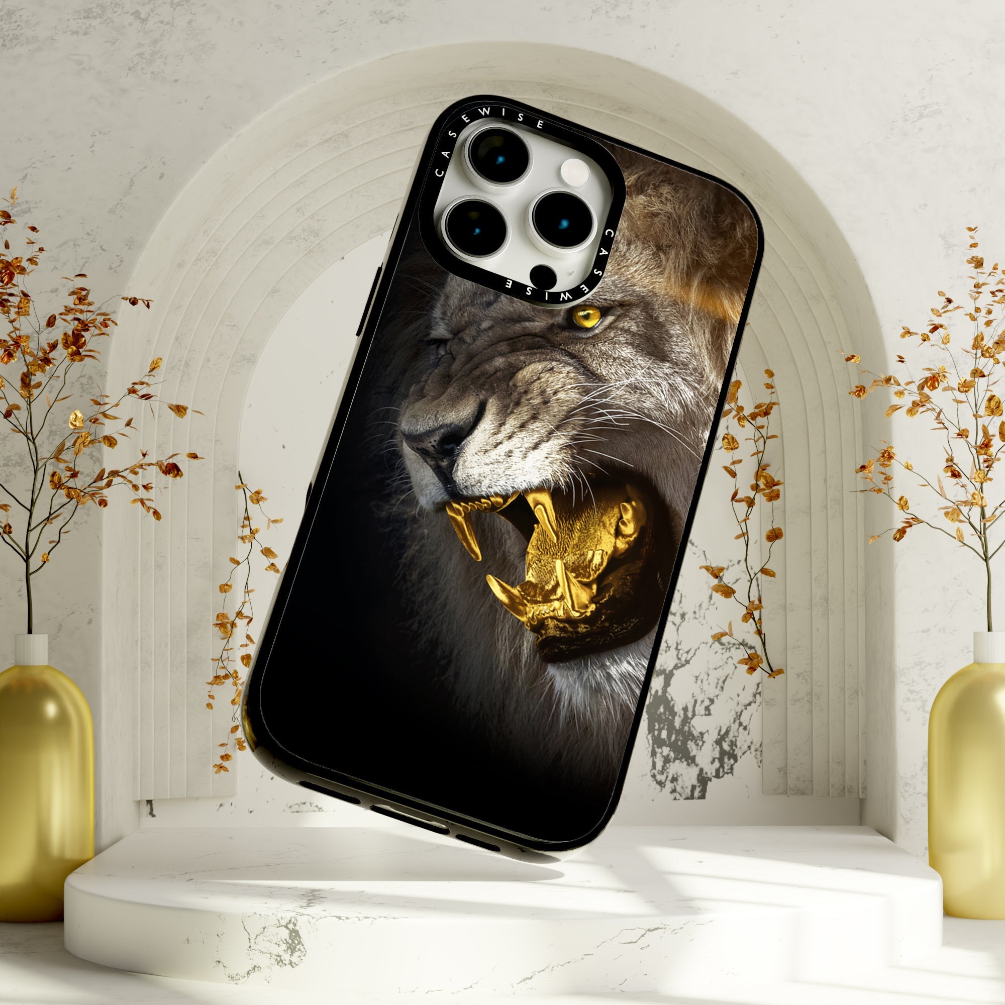 golden angry lion - Etui