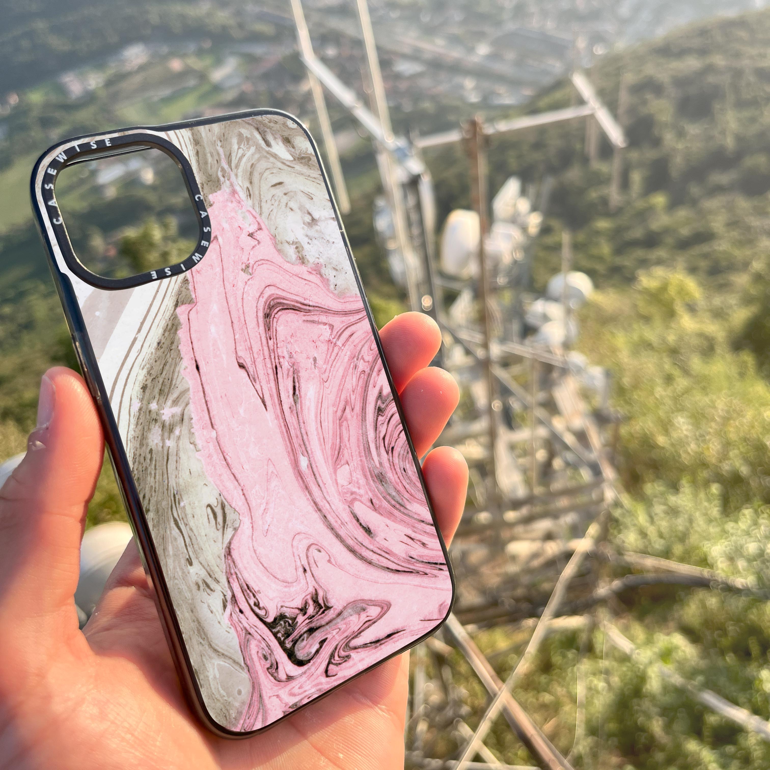 Nude + pink marbling