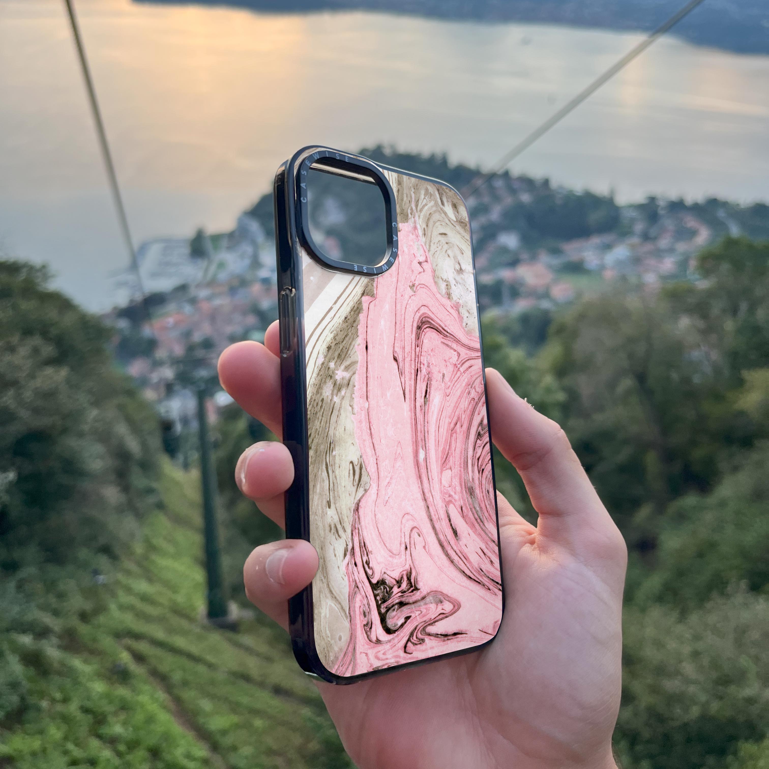 Nude + pink marbling