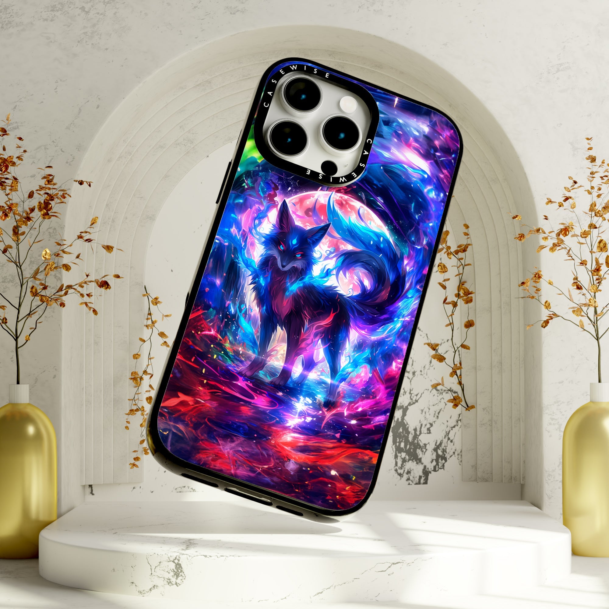 Rainbow Colorful Kitsune Fox - Etui