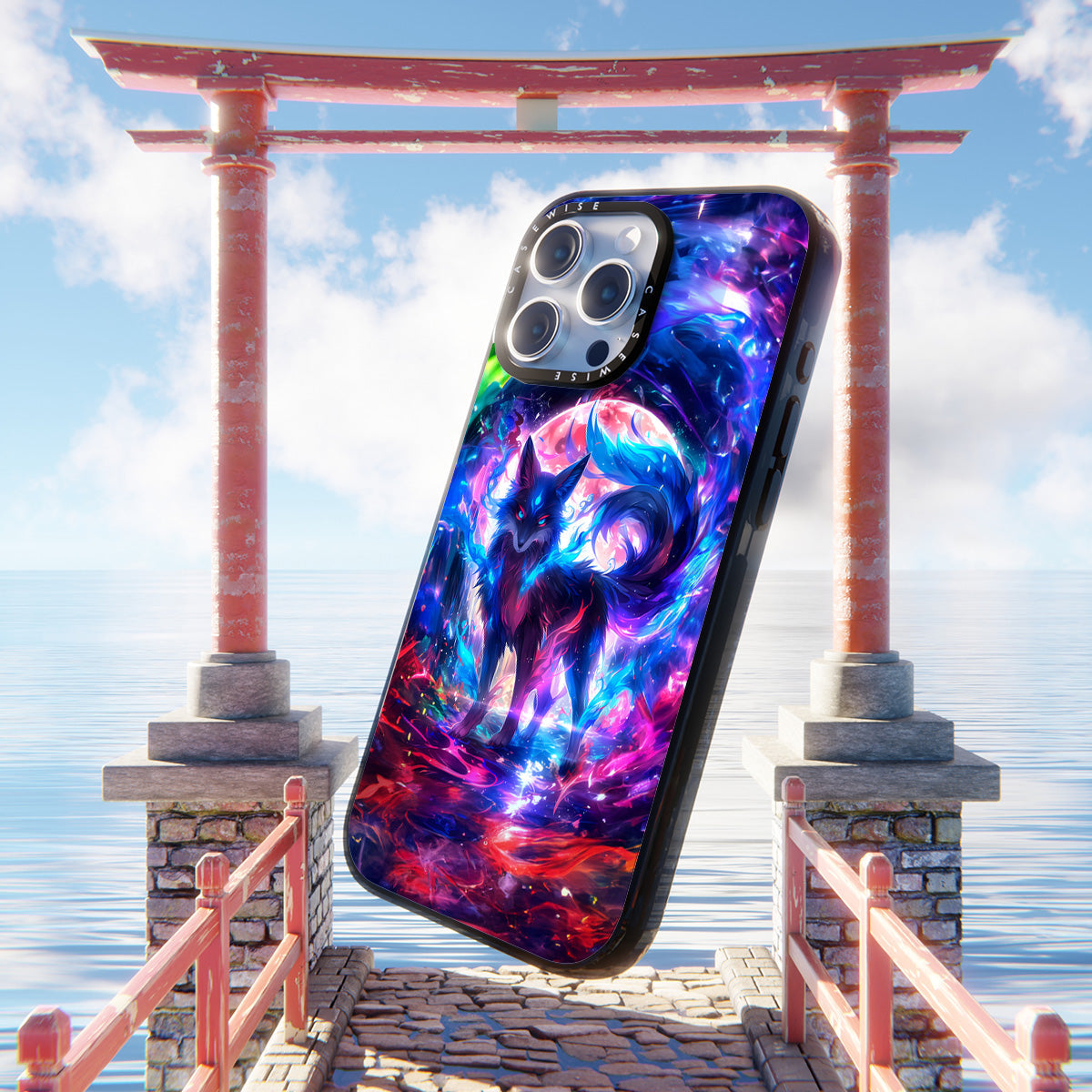 Rainbow Colorful Kitsune Fox - Etui