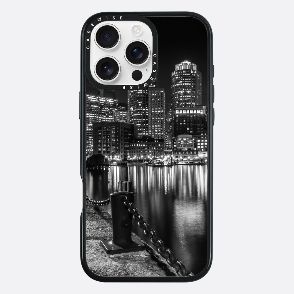 BOSTON Monochrome Fan Pier Park & Skyline at night - Etui