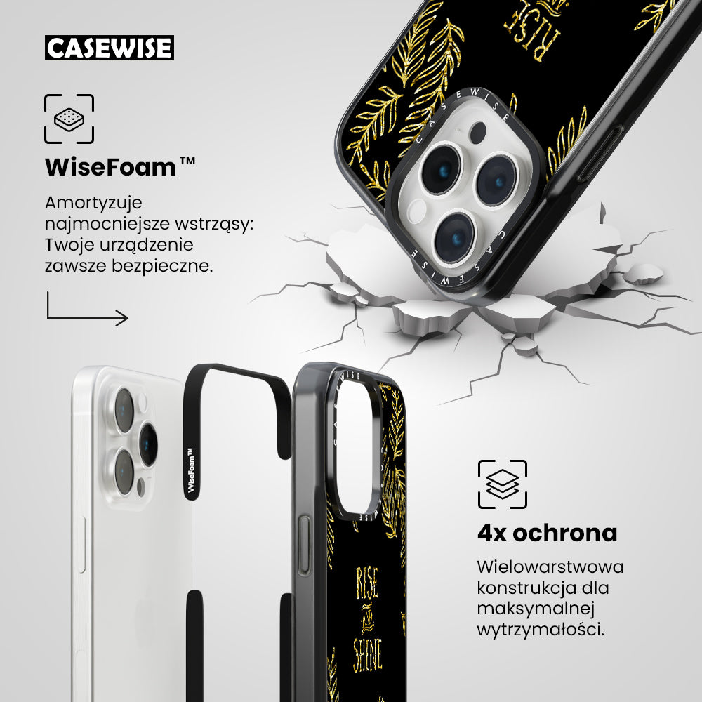 Graphic Art RISE & SHINE | black & gold - Etui