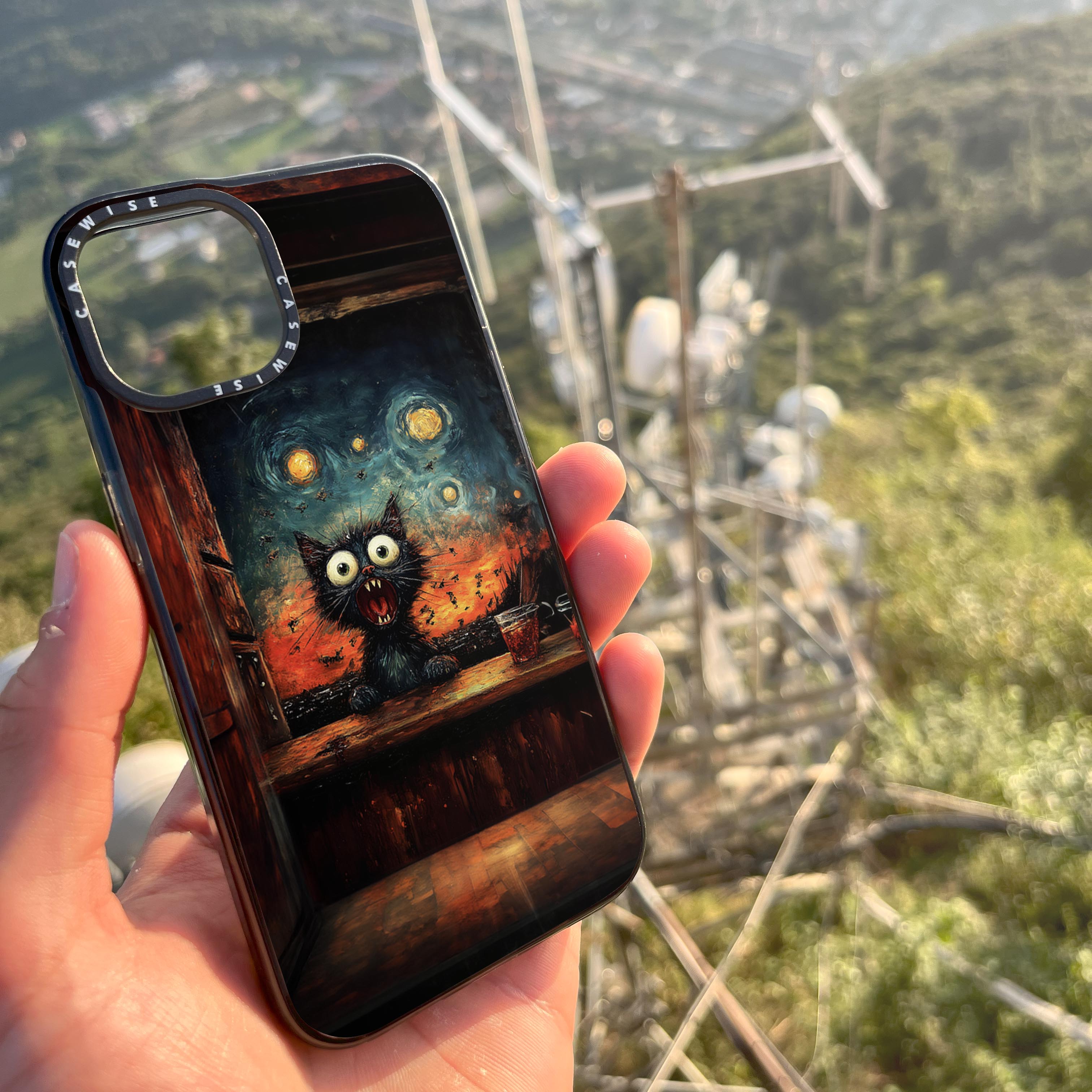 Screaming Cat Starry Night - Etui