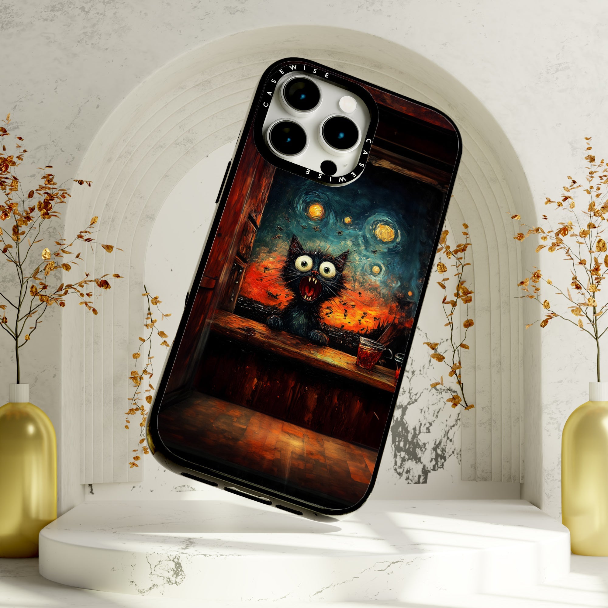 Screaming Cat Starry Night - Etui