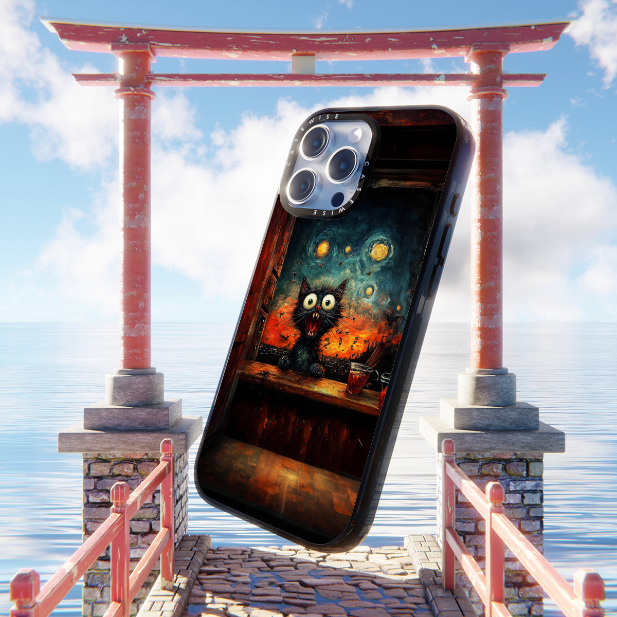 Screaming Cat Starry Night - Etui