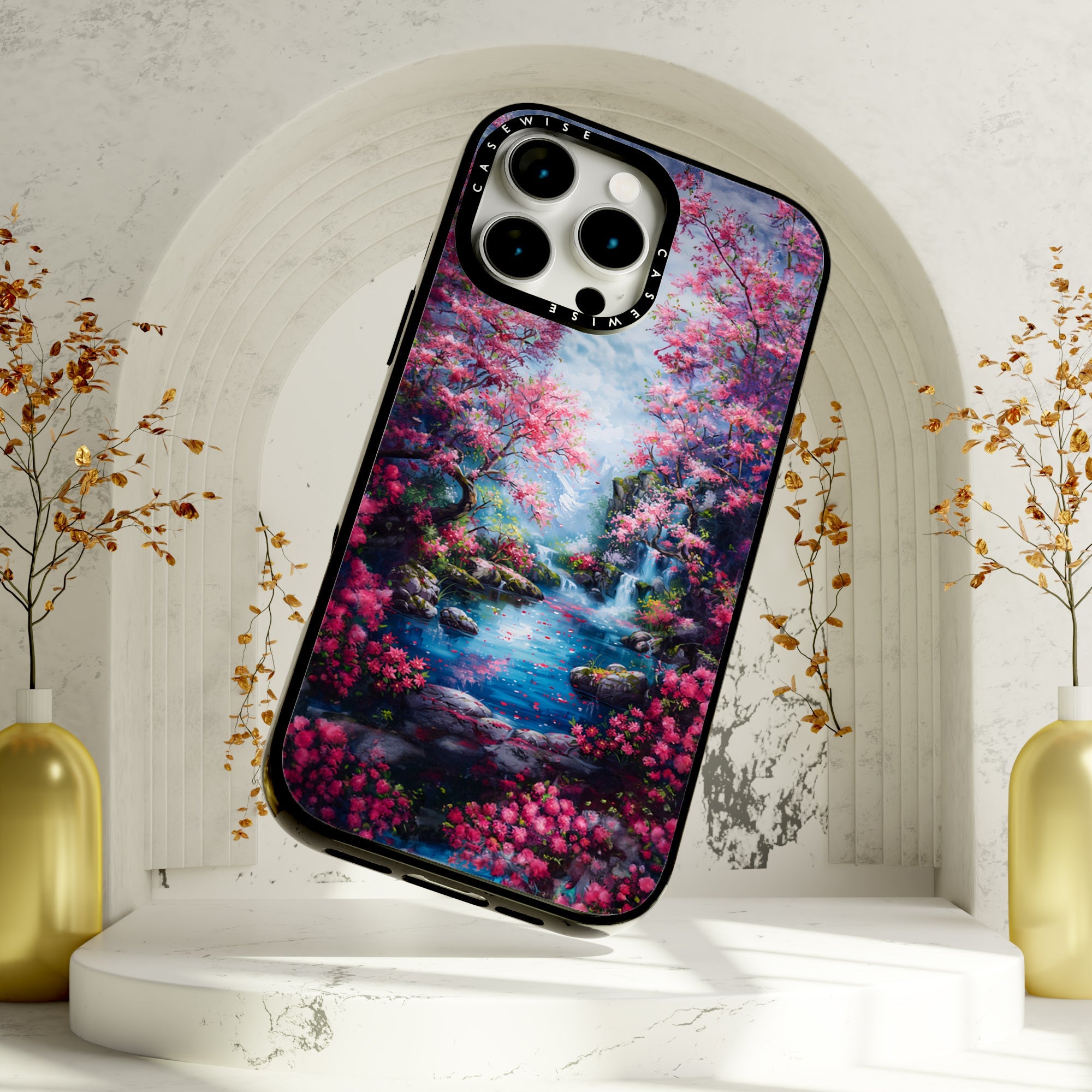 Cherry Blossom River Nature - Etui