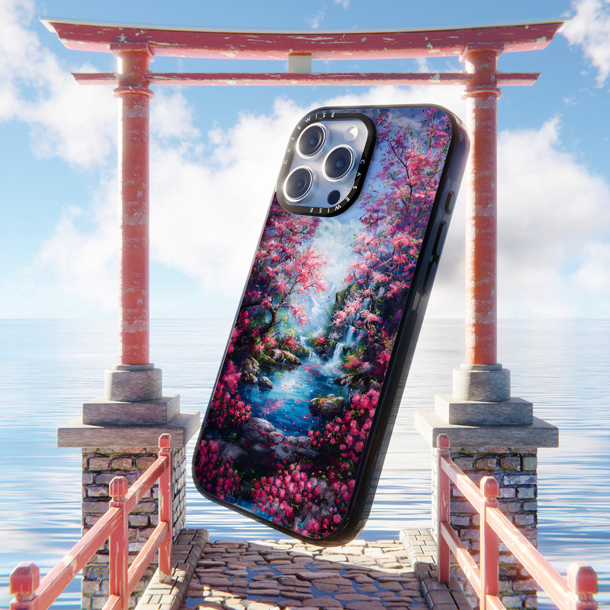 Cherry Blossom River Nature - Etui