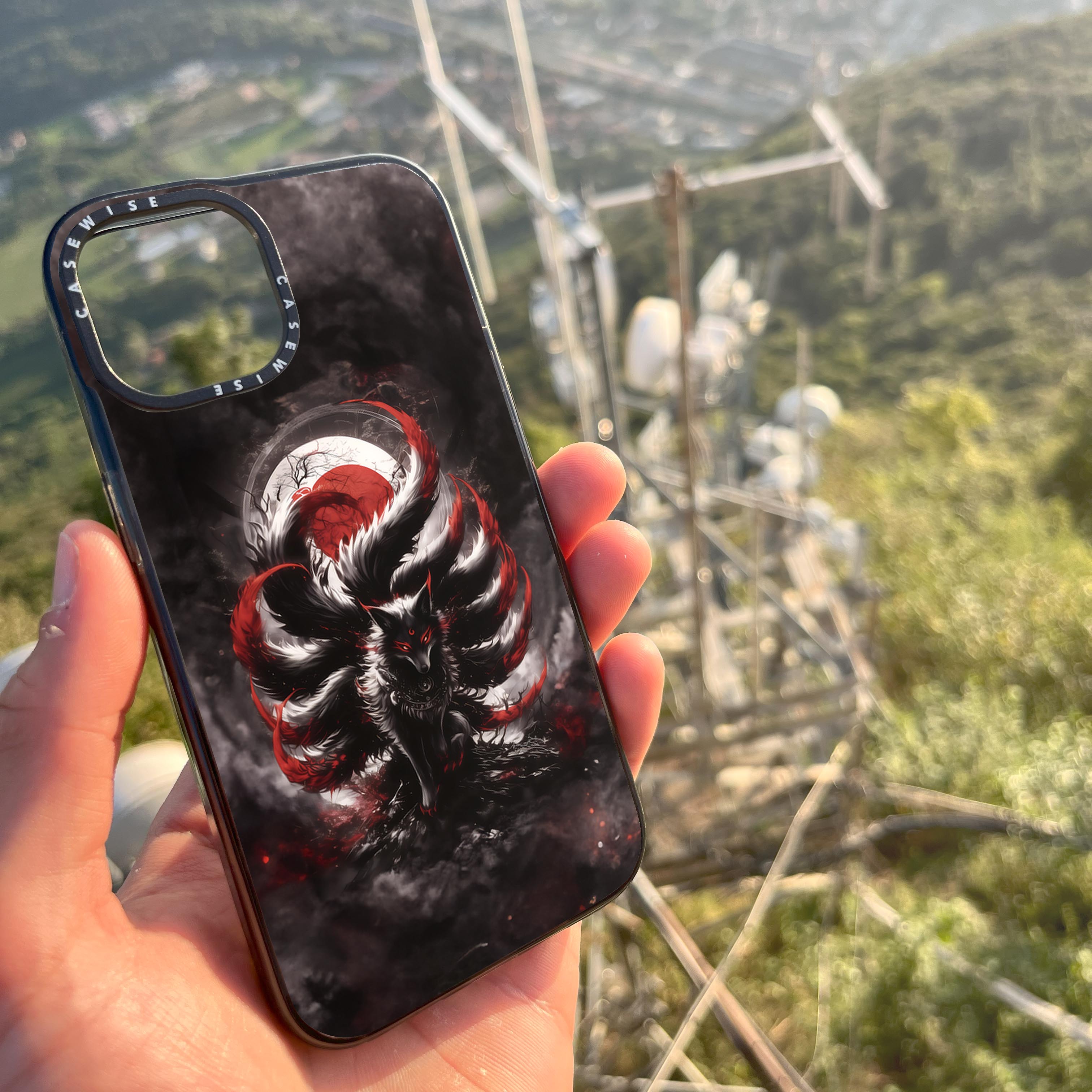 Black and Red Kitsune Fox - Etui