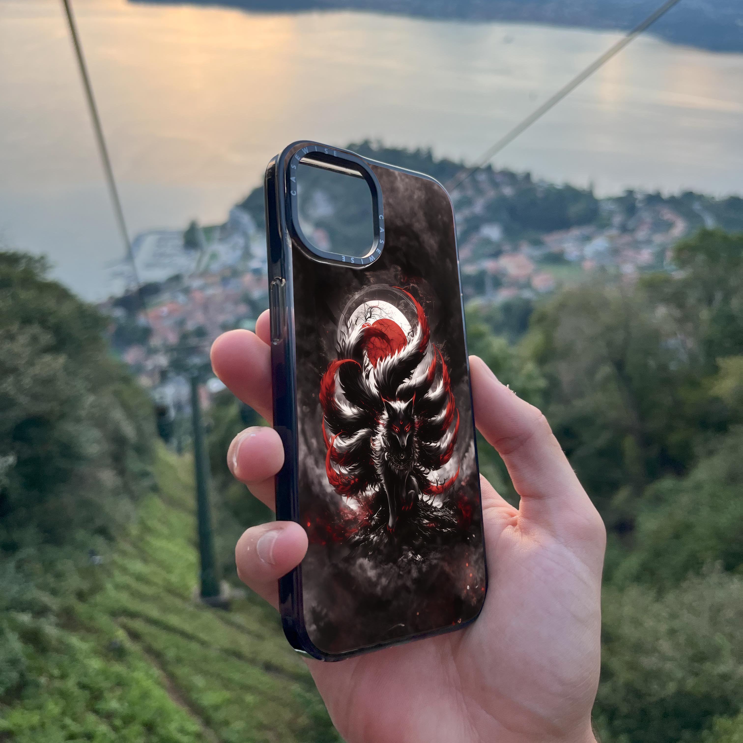 Black and Red Kitsune Fox - Etui