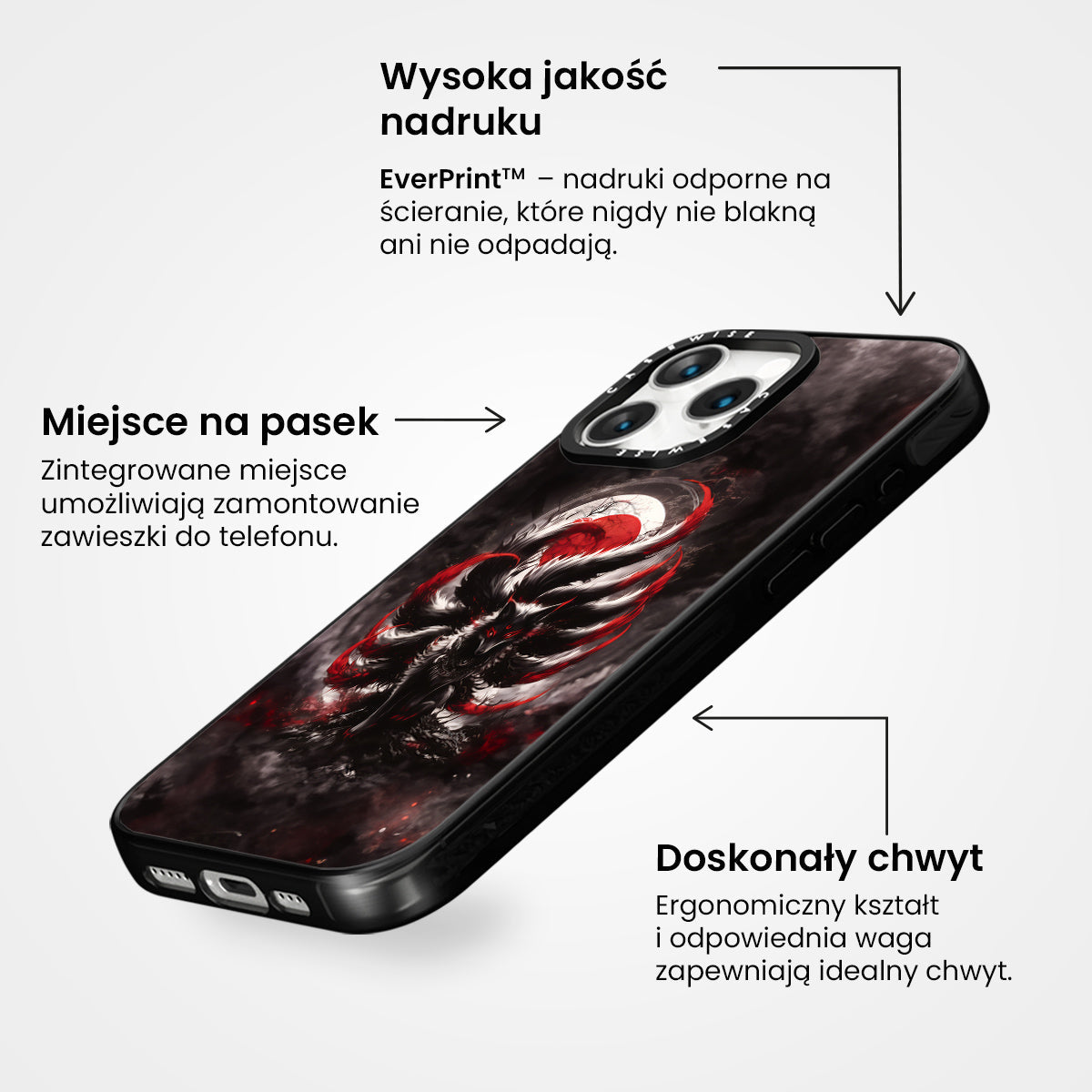 Black and Red Kitsune Fox - Etui