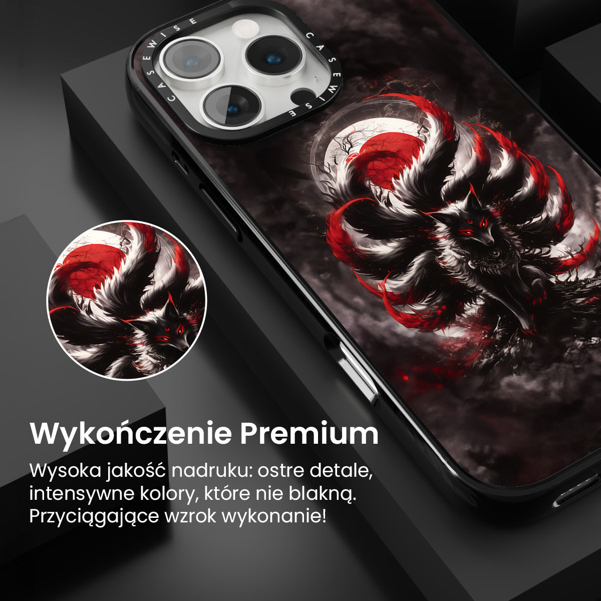Black and Red Kitsune Fox - Etui