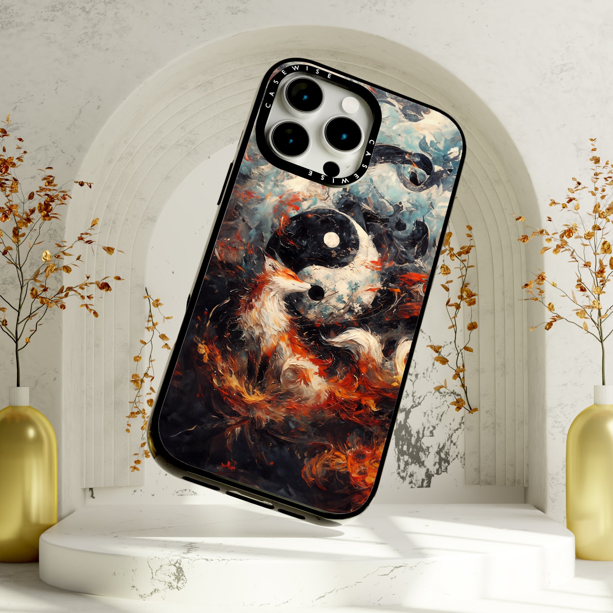 Kitsune Yin and Yang Painting - Etui