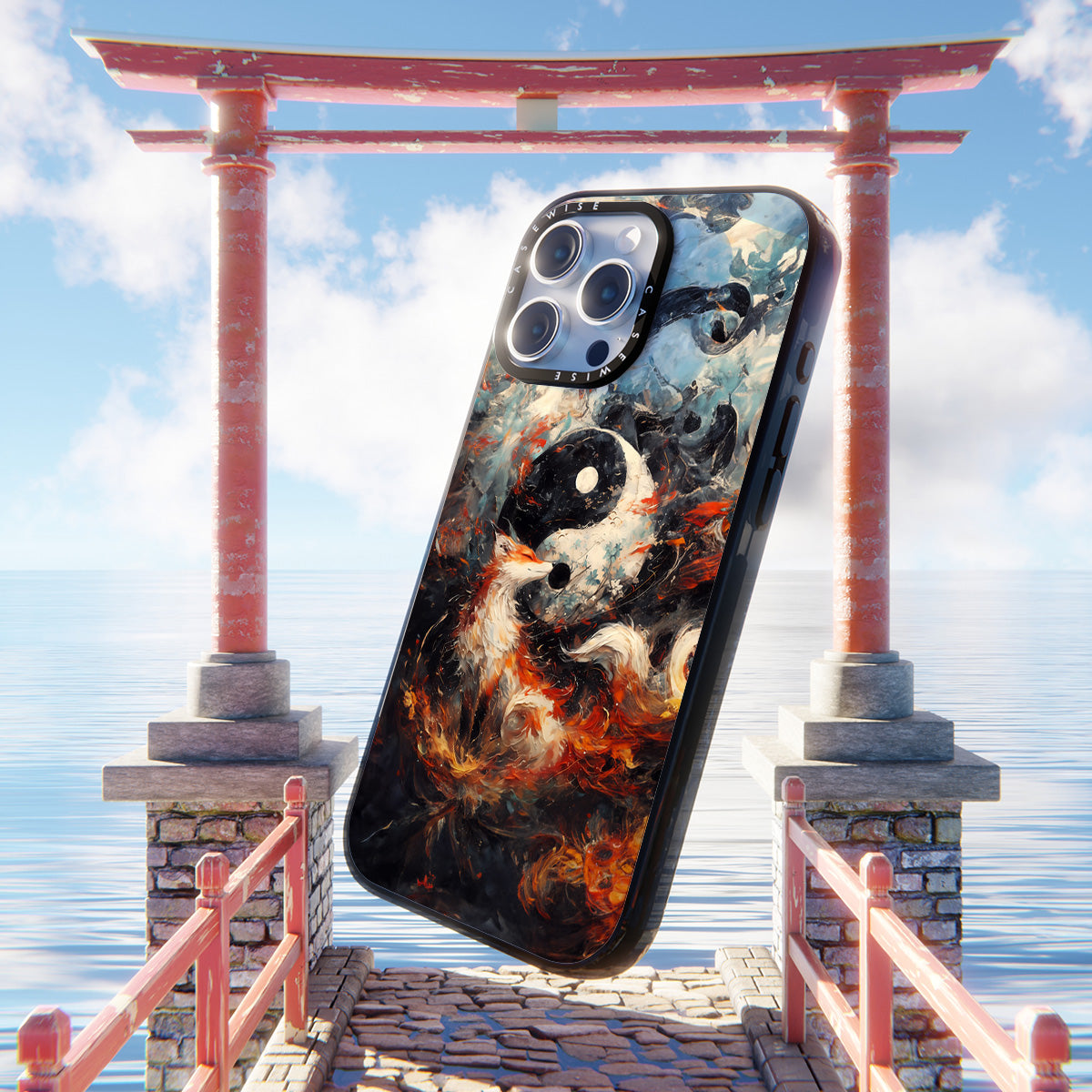 Kitsune Yin and Yang Painting - Etui