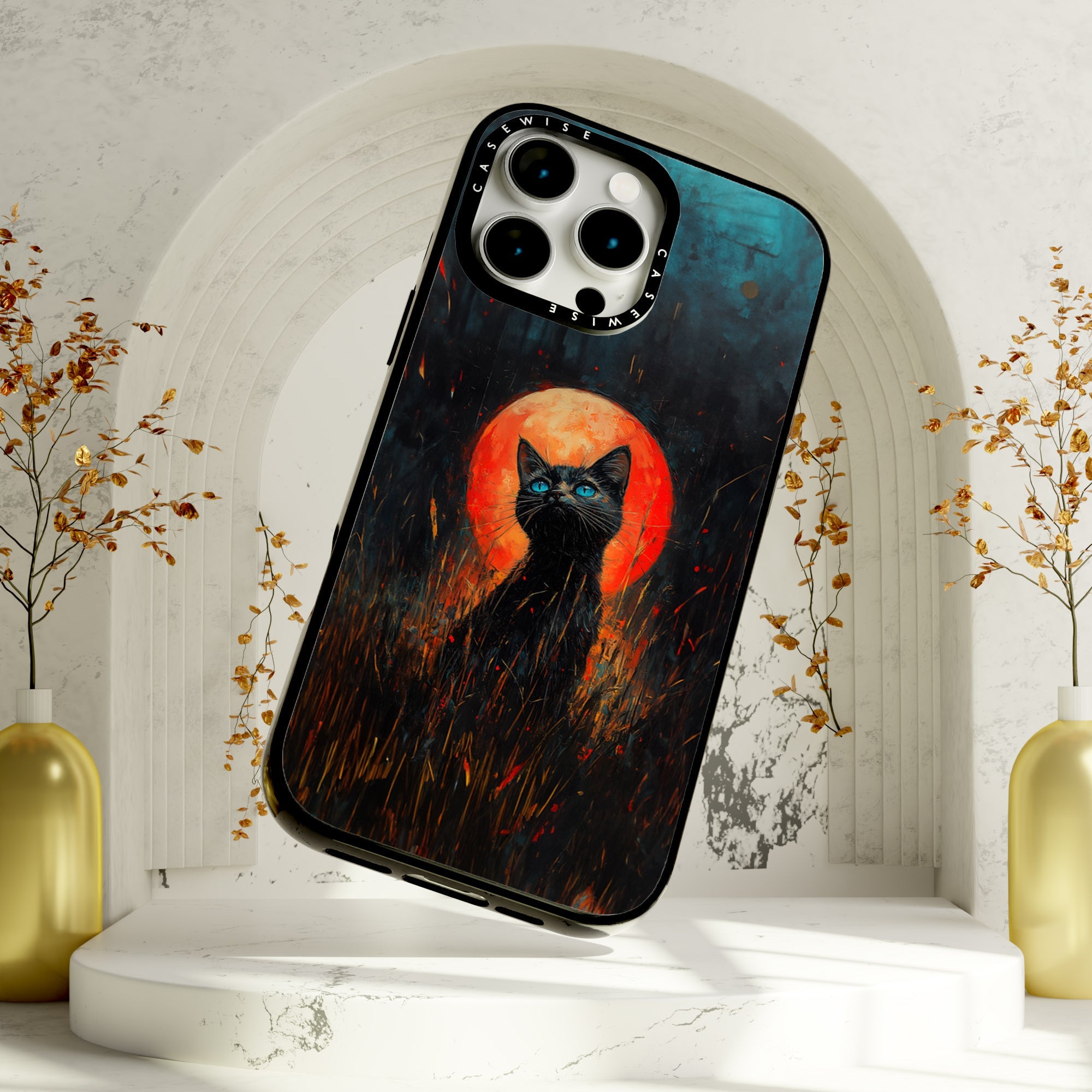 Red Moonlight Black Cat - Etui