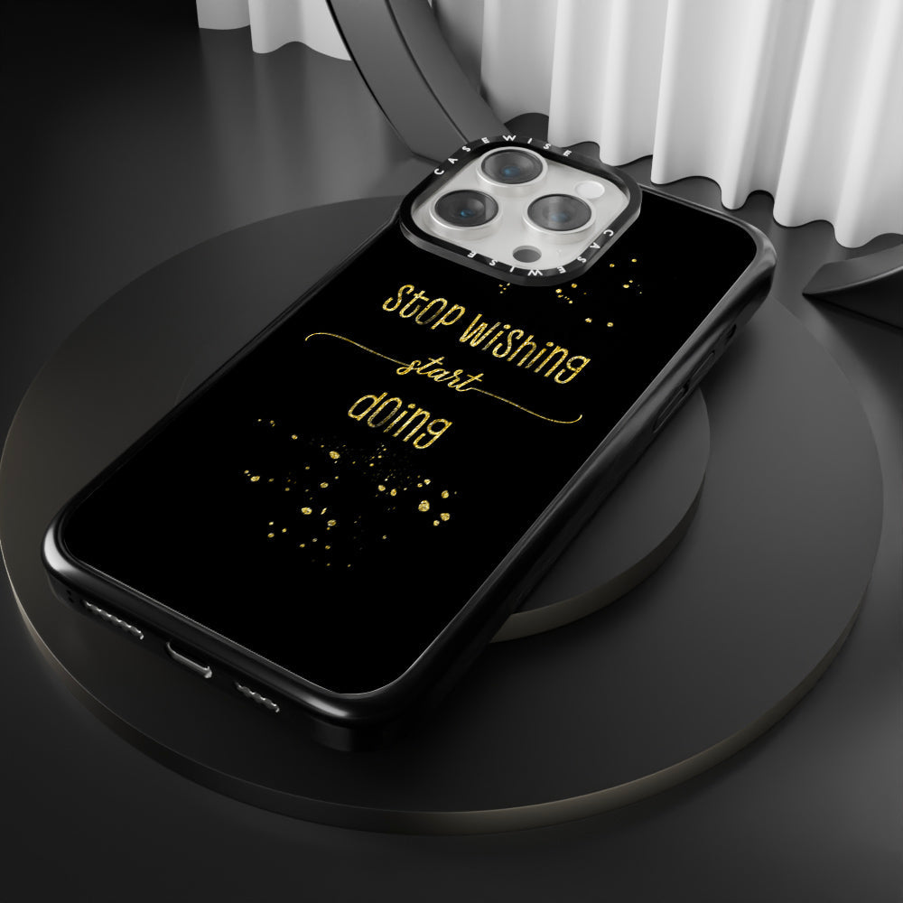 TEXT ART GOLD Stop wishing start doing - Etui