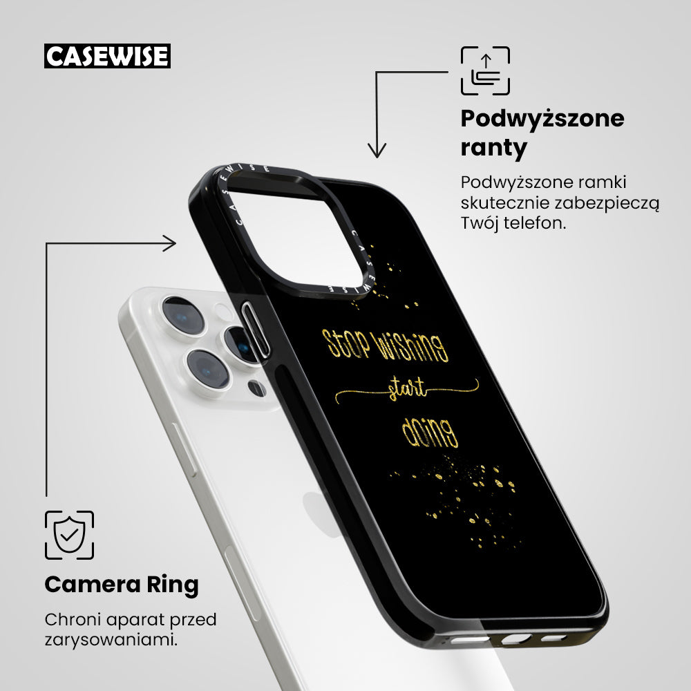 TEXT ART GOLD Stop wishing start doing - Etui