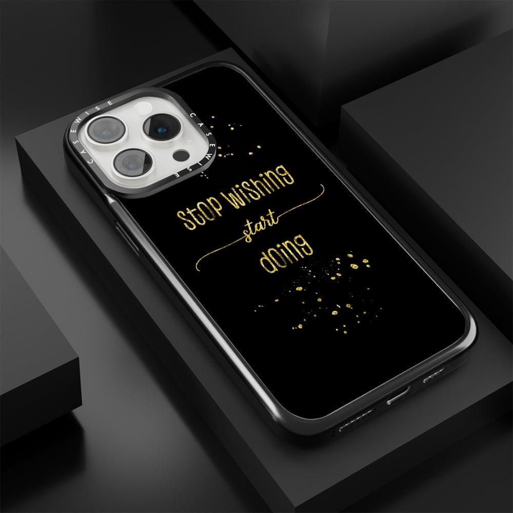 TEXT ART GOLD Stop wishing start doing - Etui