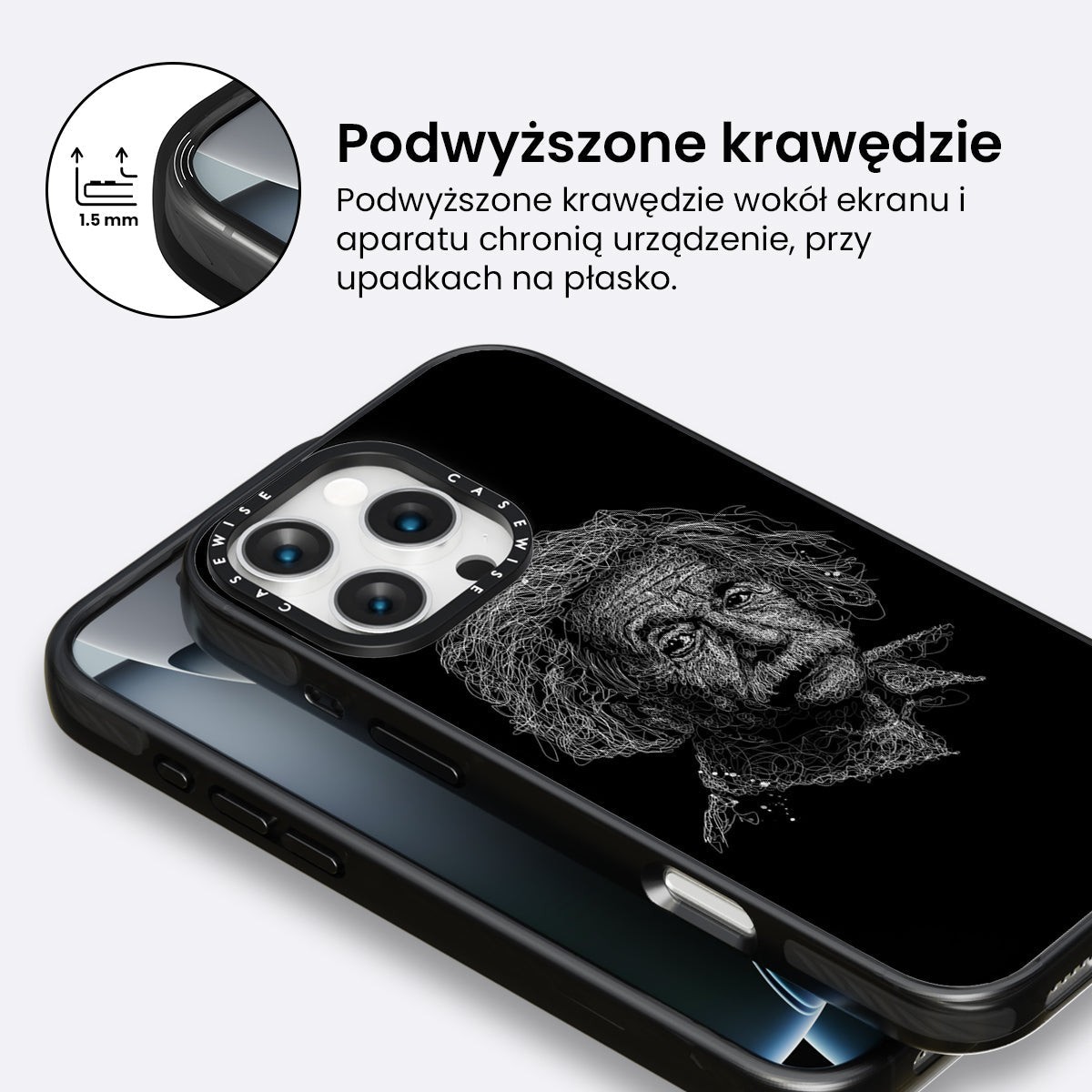digital scribble art design inspired by albert einstein - Etui