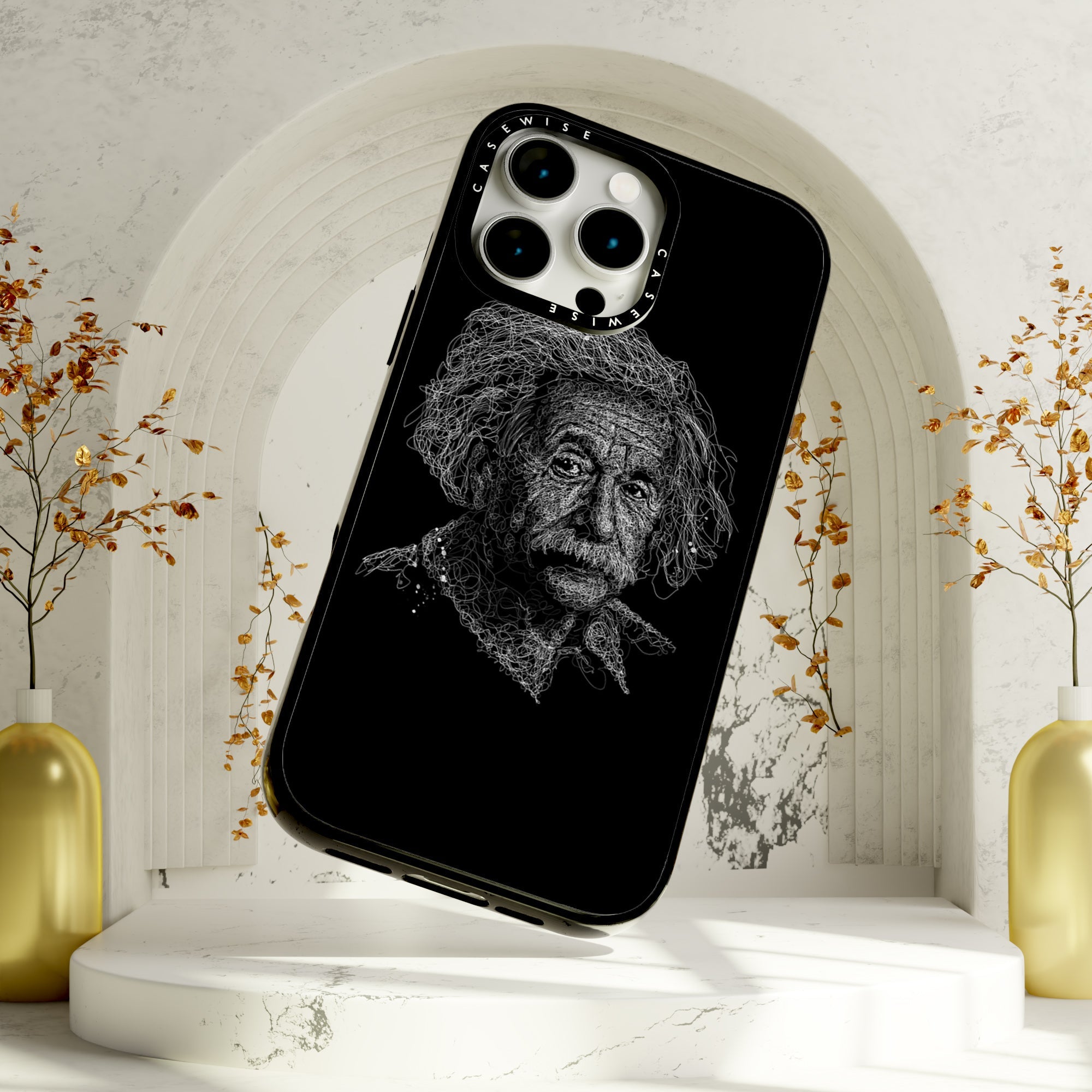 digital scribble art design inspired by albert einstein - Etui