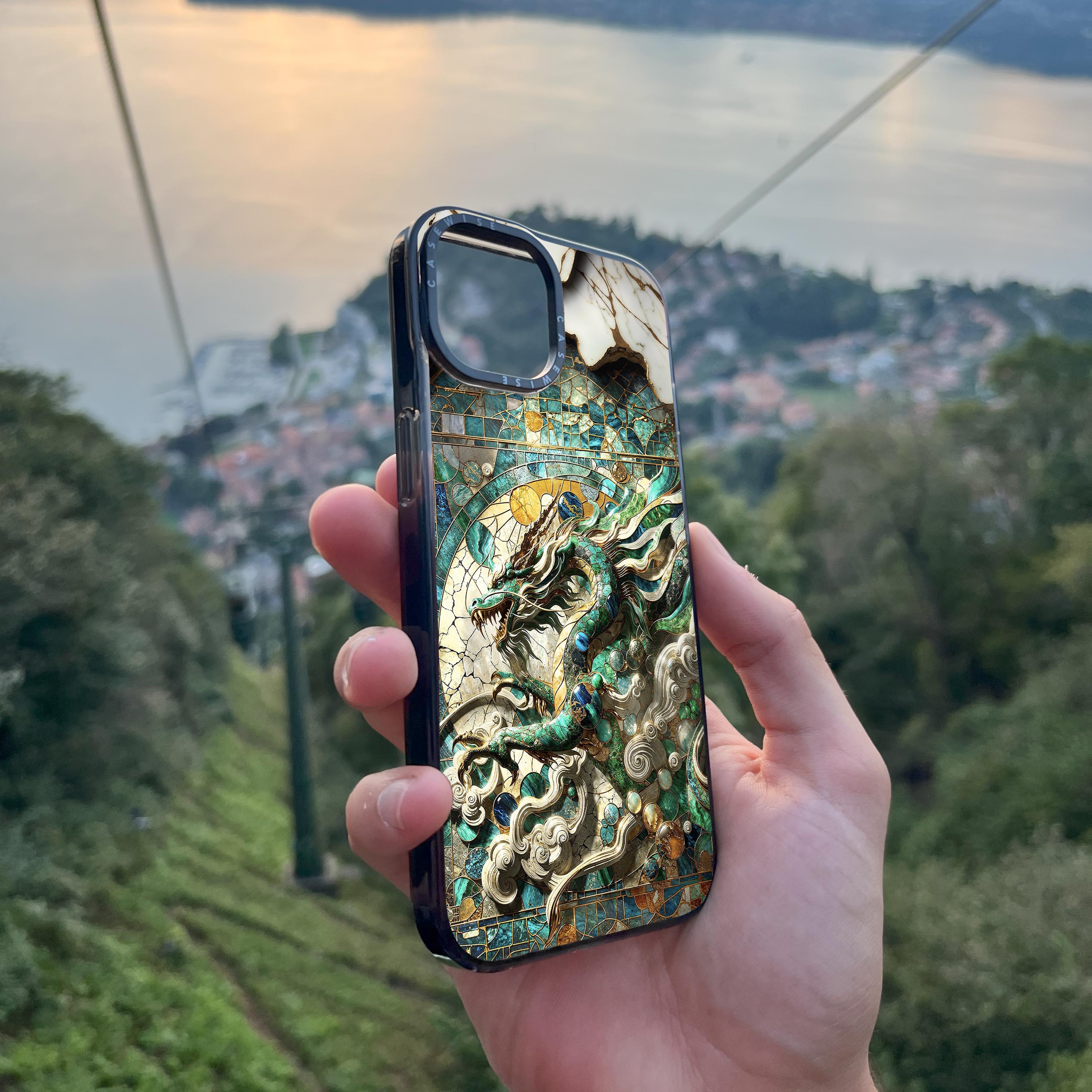 Asian Jade Dragon Kintsugi - Etui