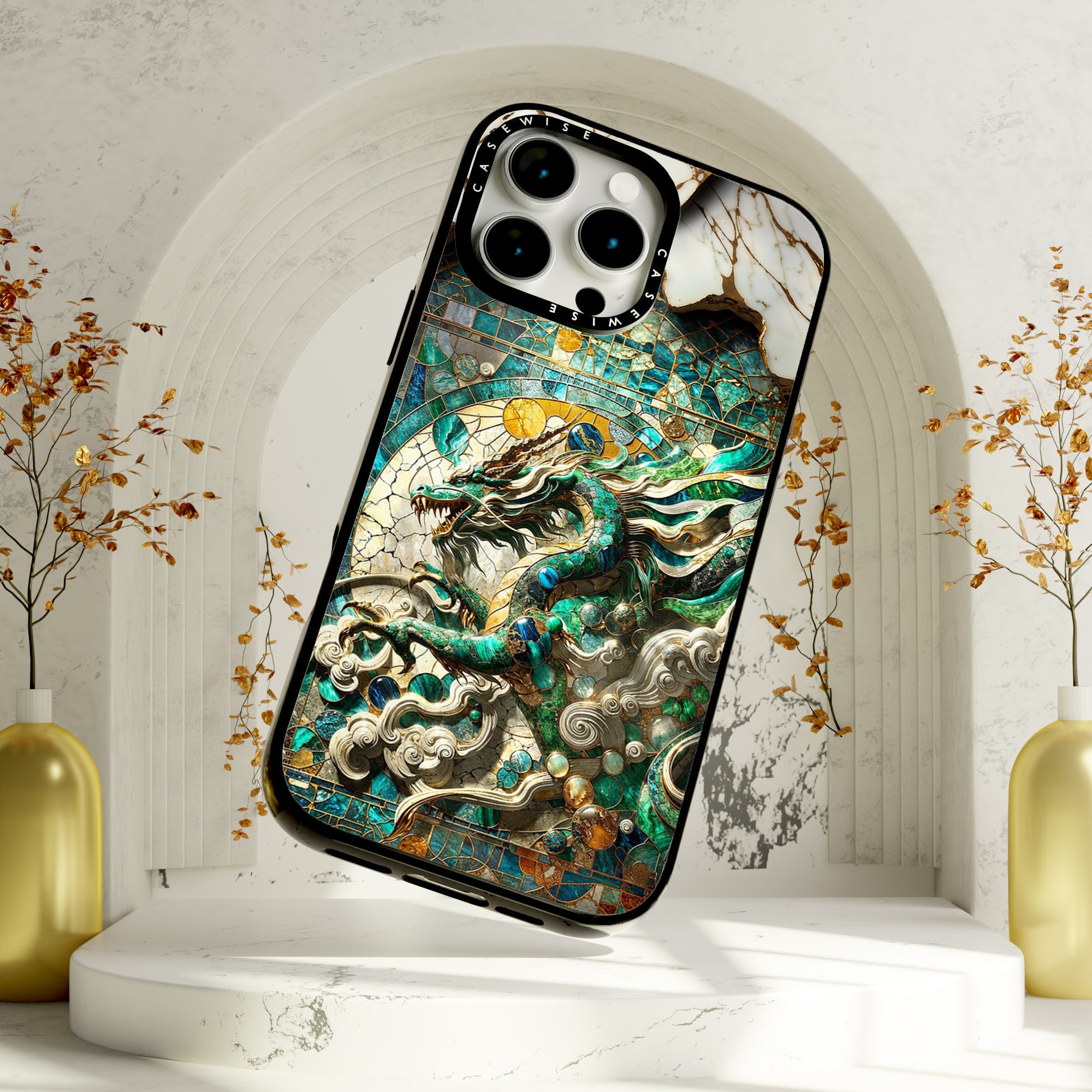 Asian Jade Dragon Kintsugi - Etui