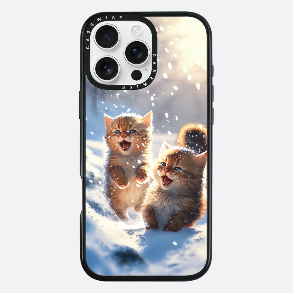 Cats playing in snow - Etui