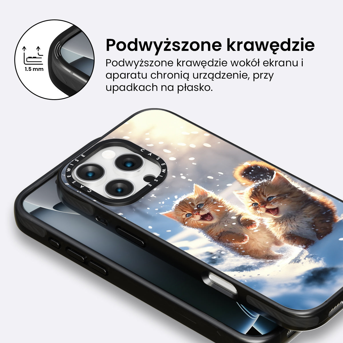 Cats playing in snow - Etui