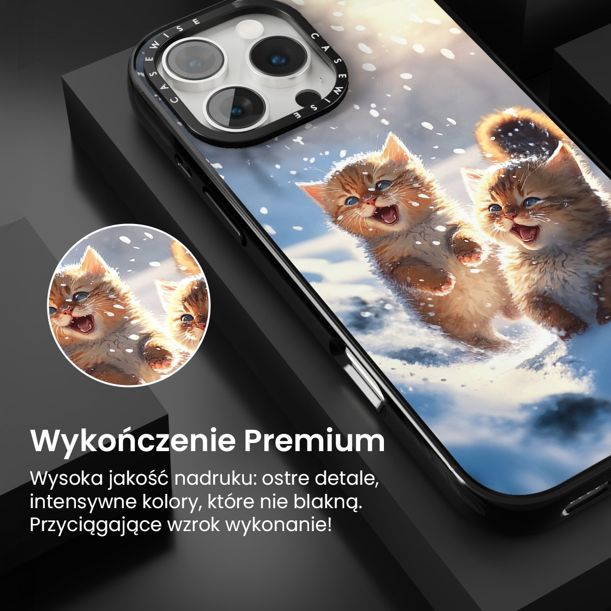 Cats playing in snow - Etui