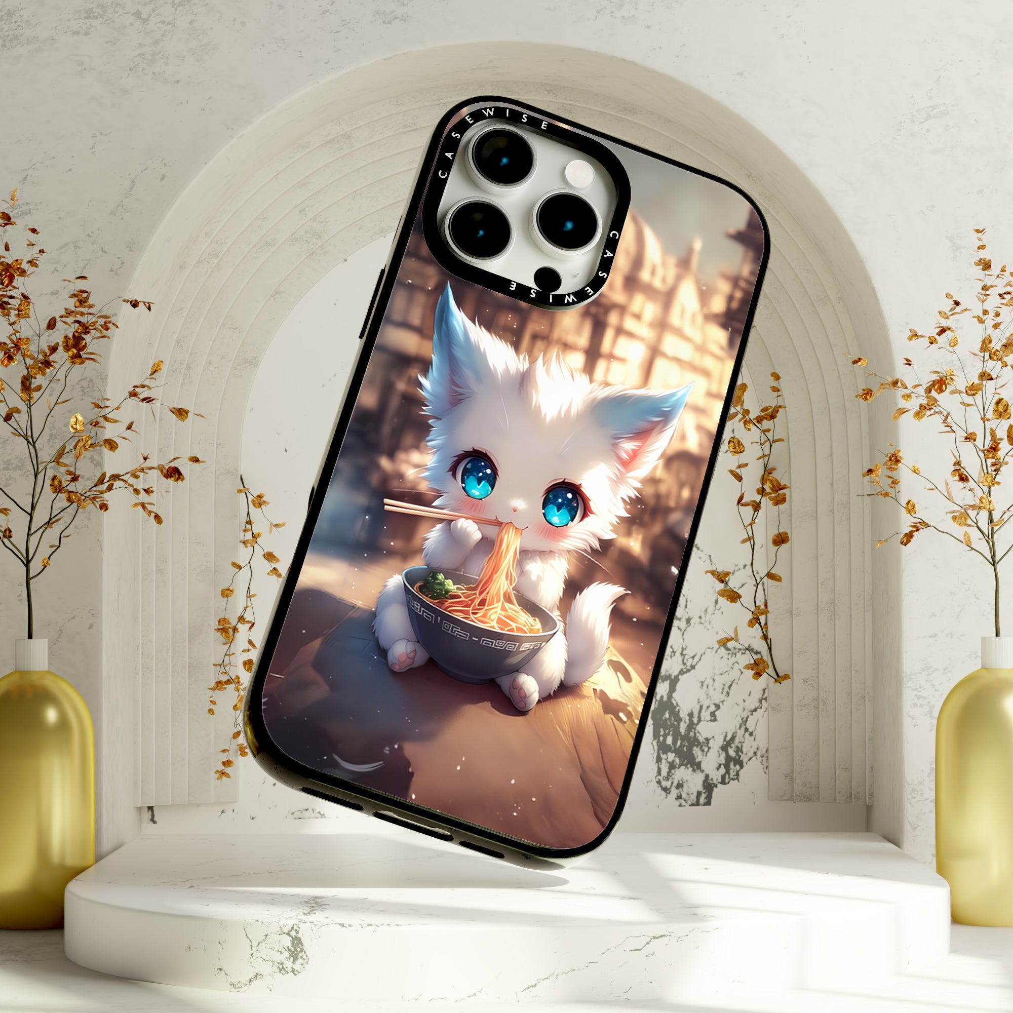 White Baby Ramen Kitten - Etui