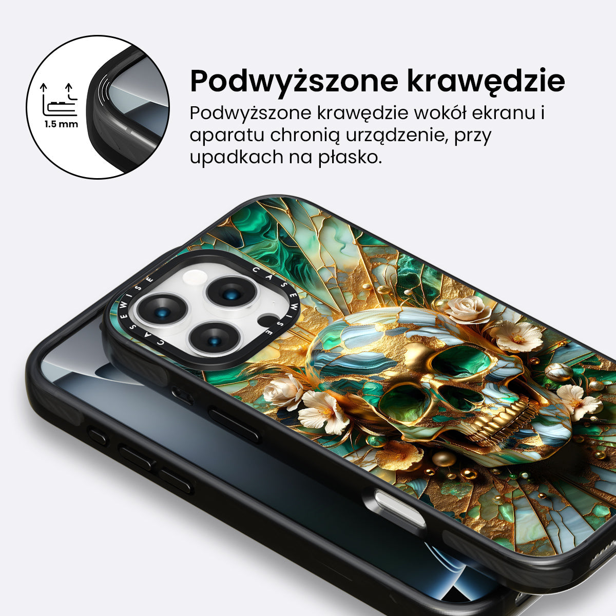 Abstract Floral Gold Skull - Etui