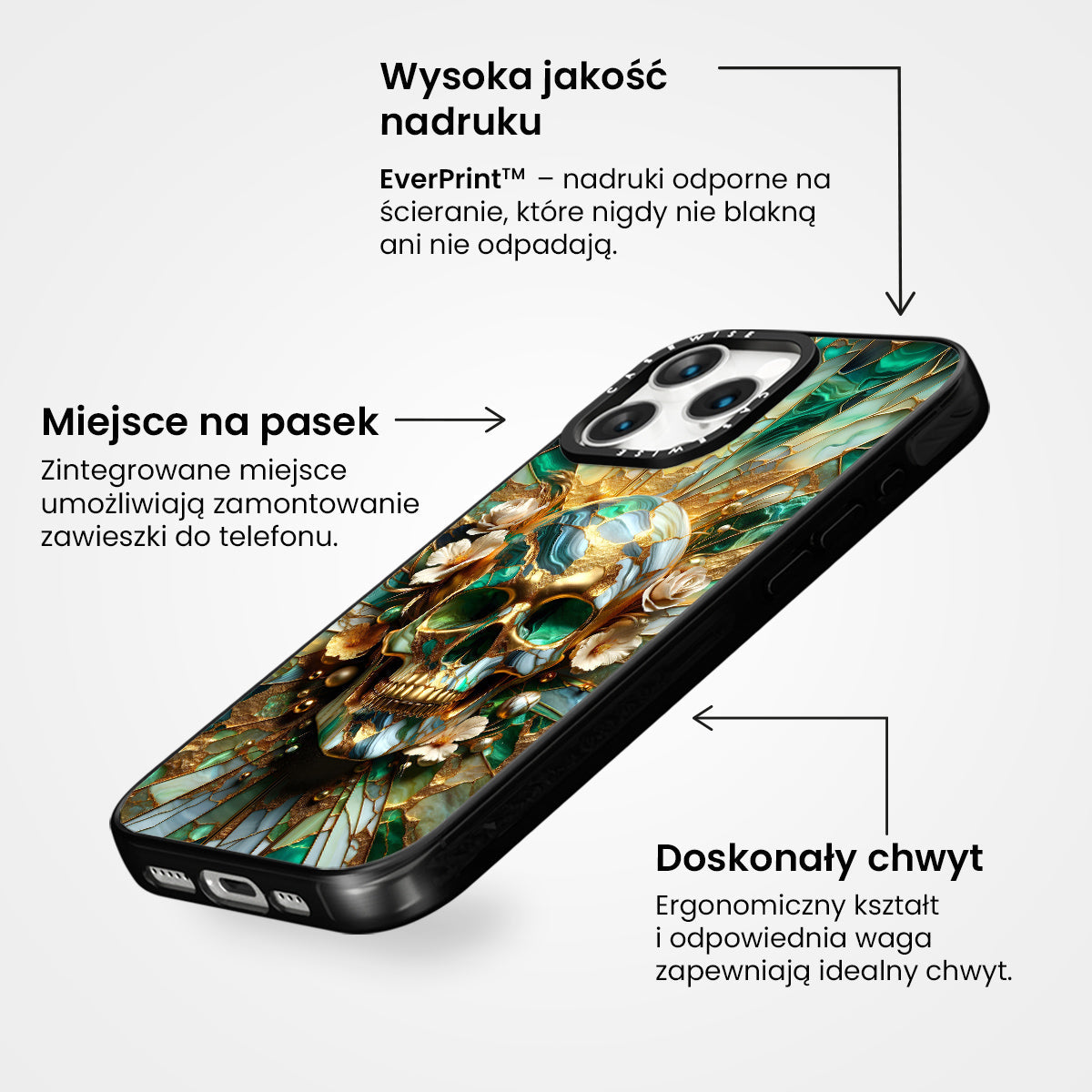 Abstract Floral Gold Skull - Etui